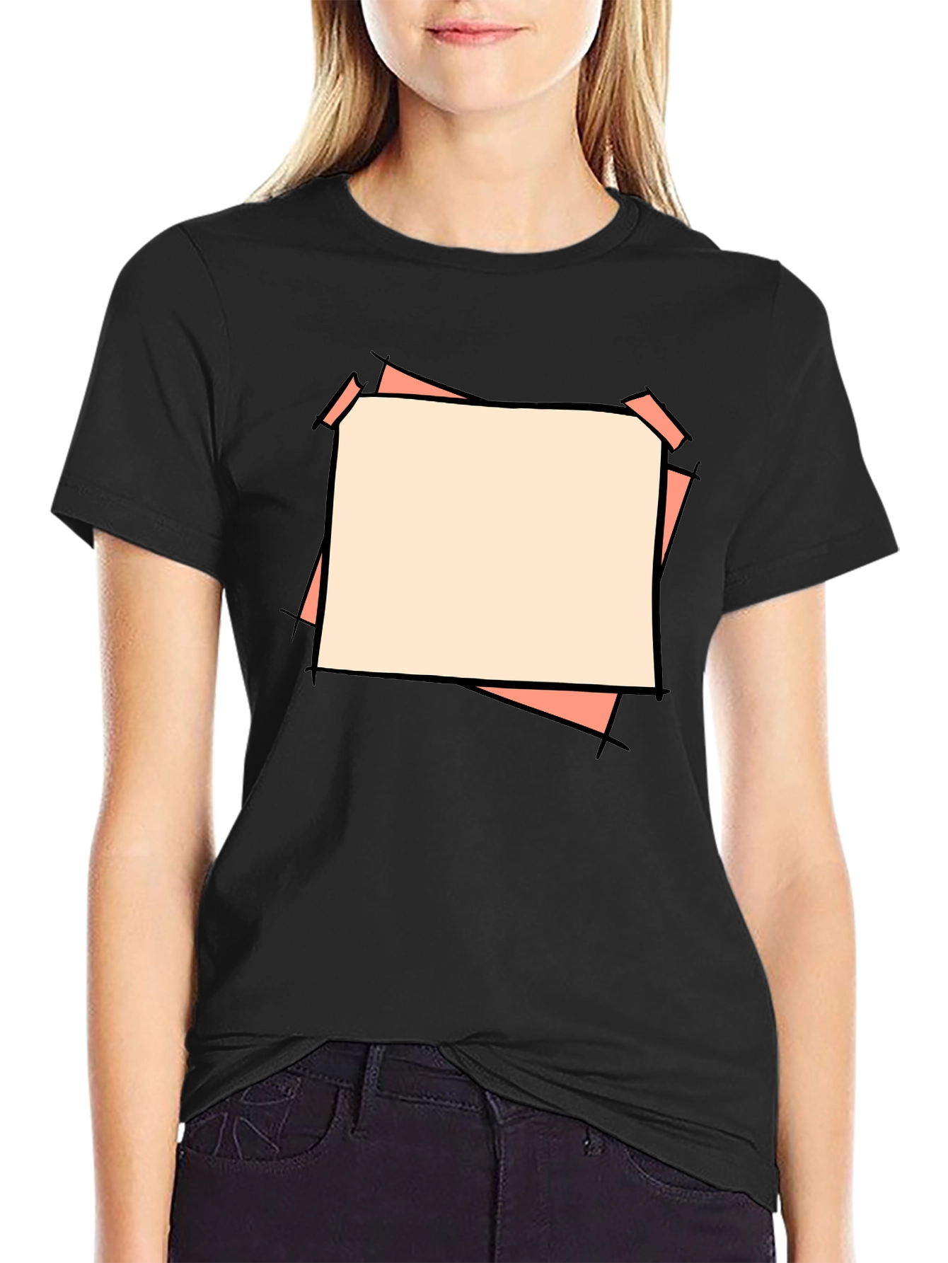Black Abstract Graphic Black T-Shirt view 2