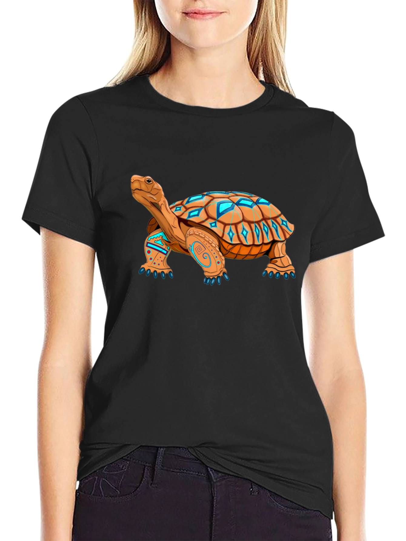 Black Turtle Graphic Black Tee - Unique Design view 2