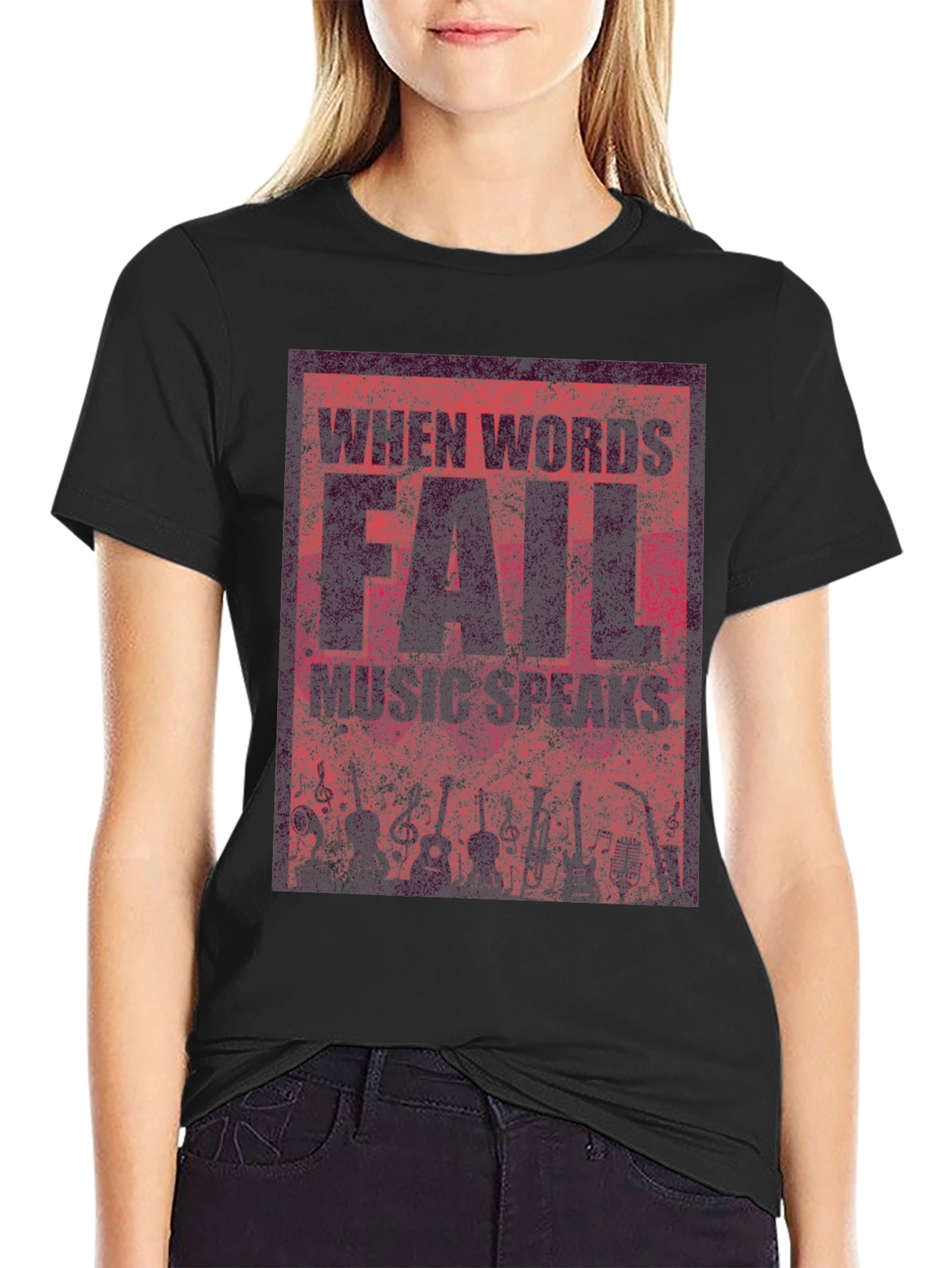 Black Music Speaks T-Shirt - When Words Fail Design view 2