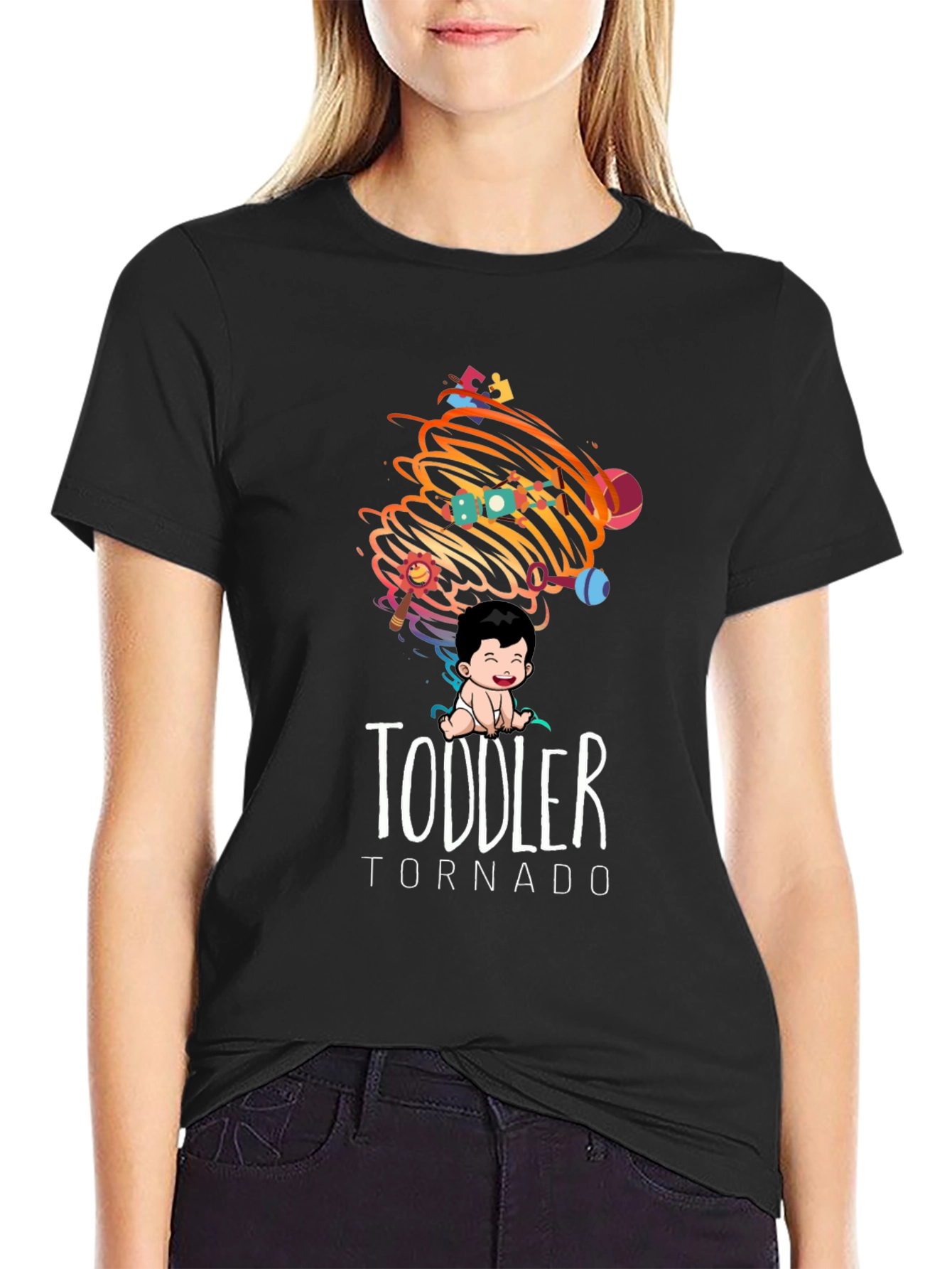 Black Toddler Tornado Graphic Tee - Soft Cotton Comfort view 2