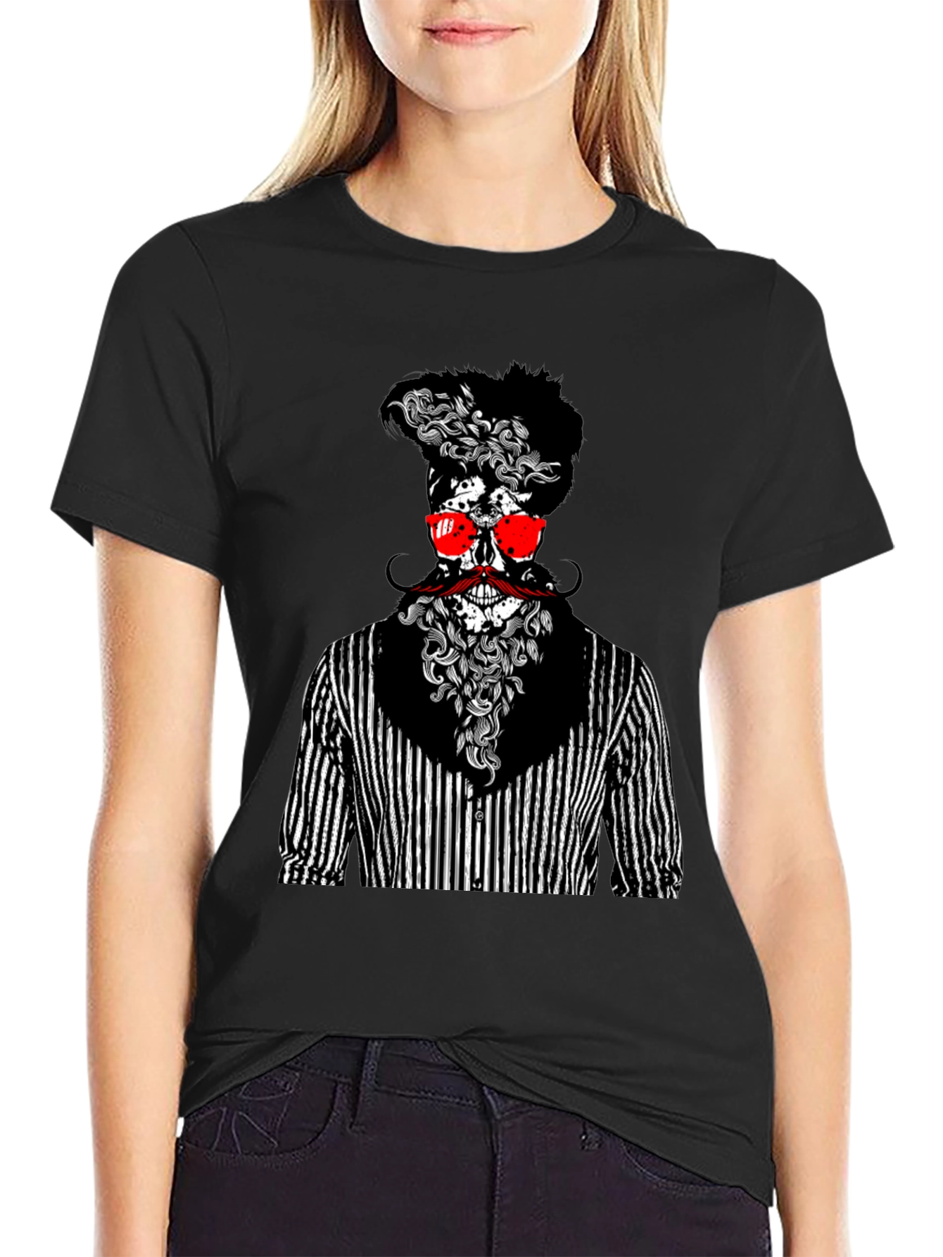 Black Skull Gentleman Graphic Tee - Unique Style view 2