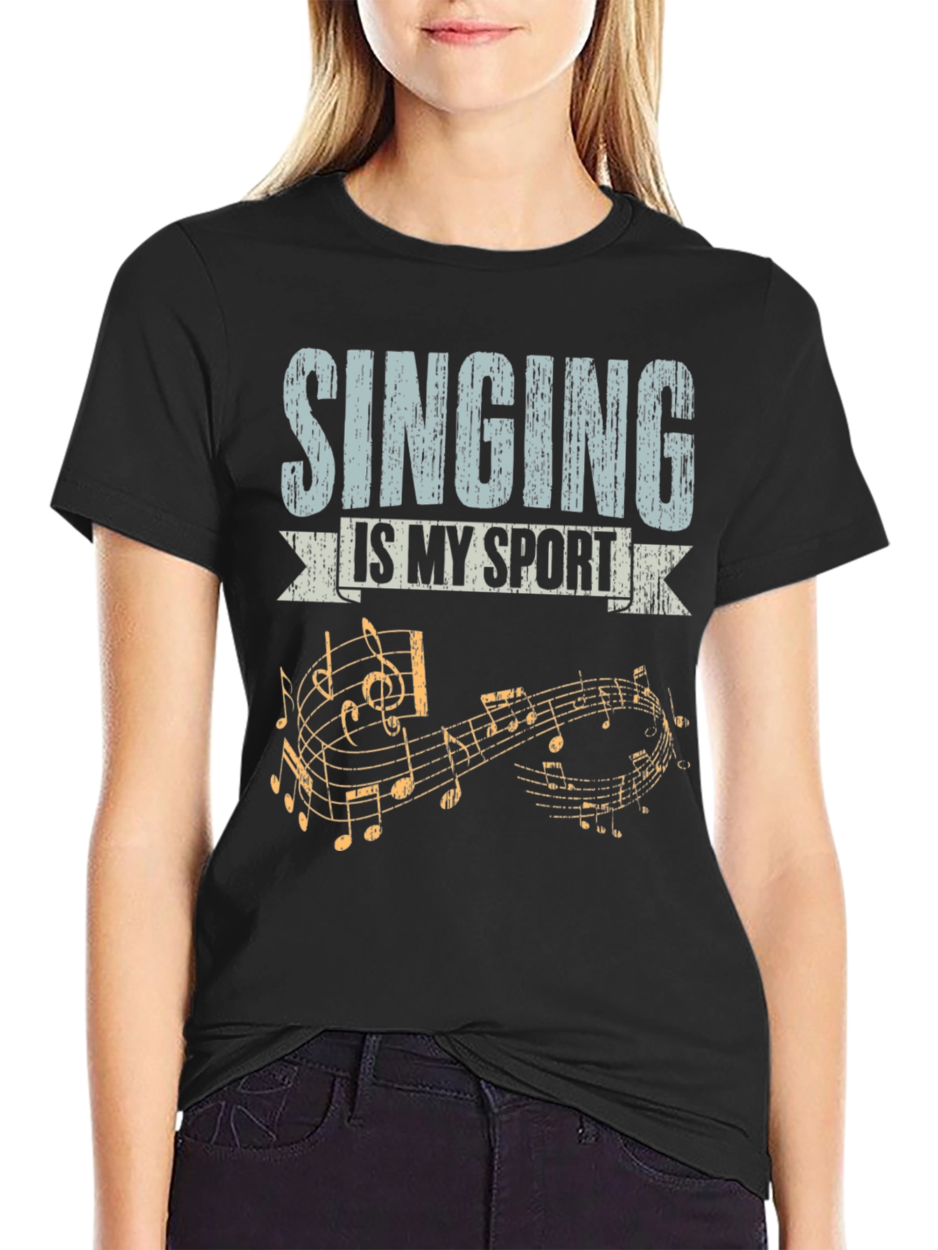 Black Singing is My Sport T-Shirt Music Notes view 2