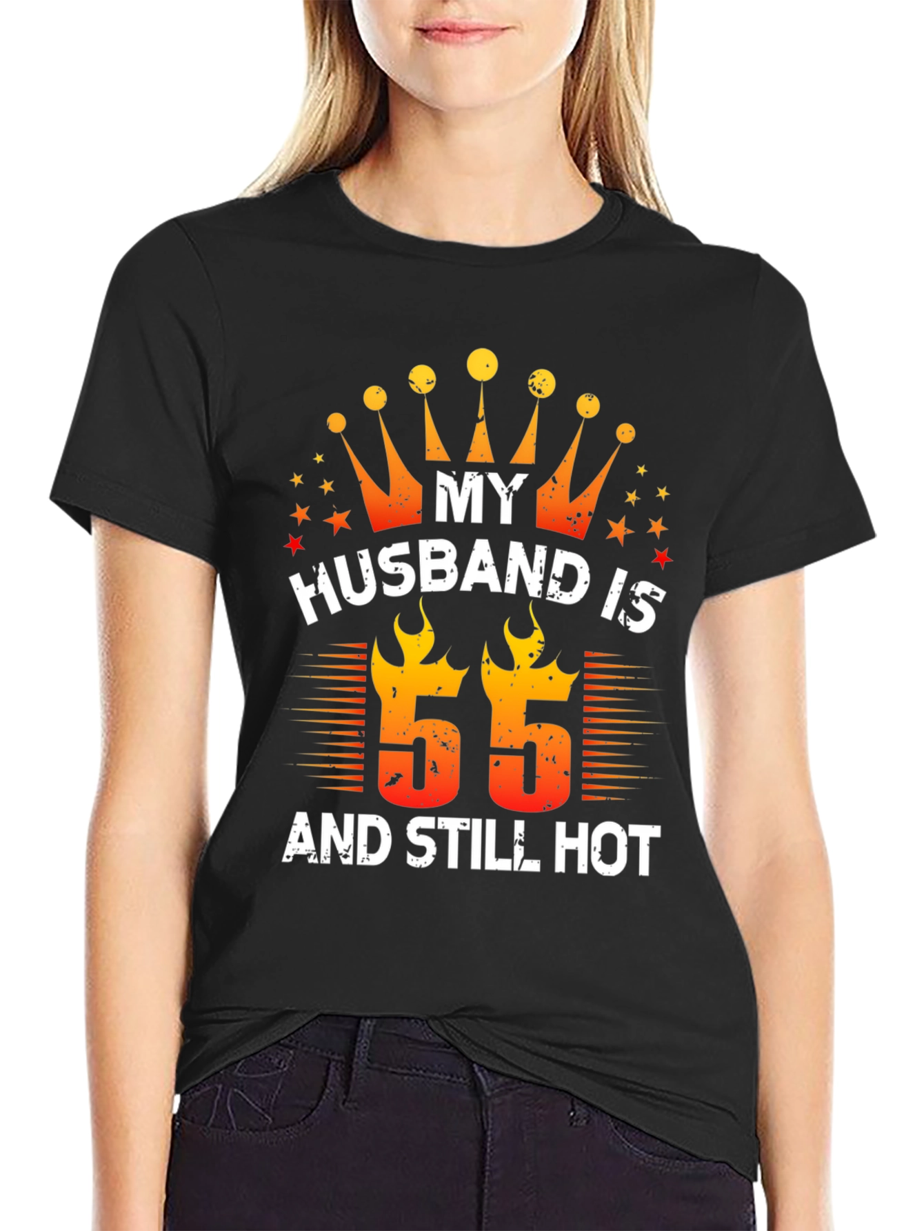 Black Husband Birthday "55" T-Shirt view 2