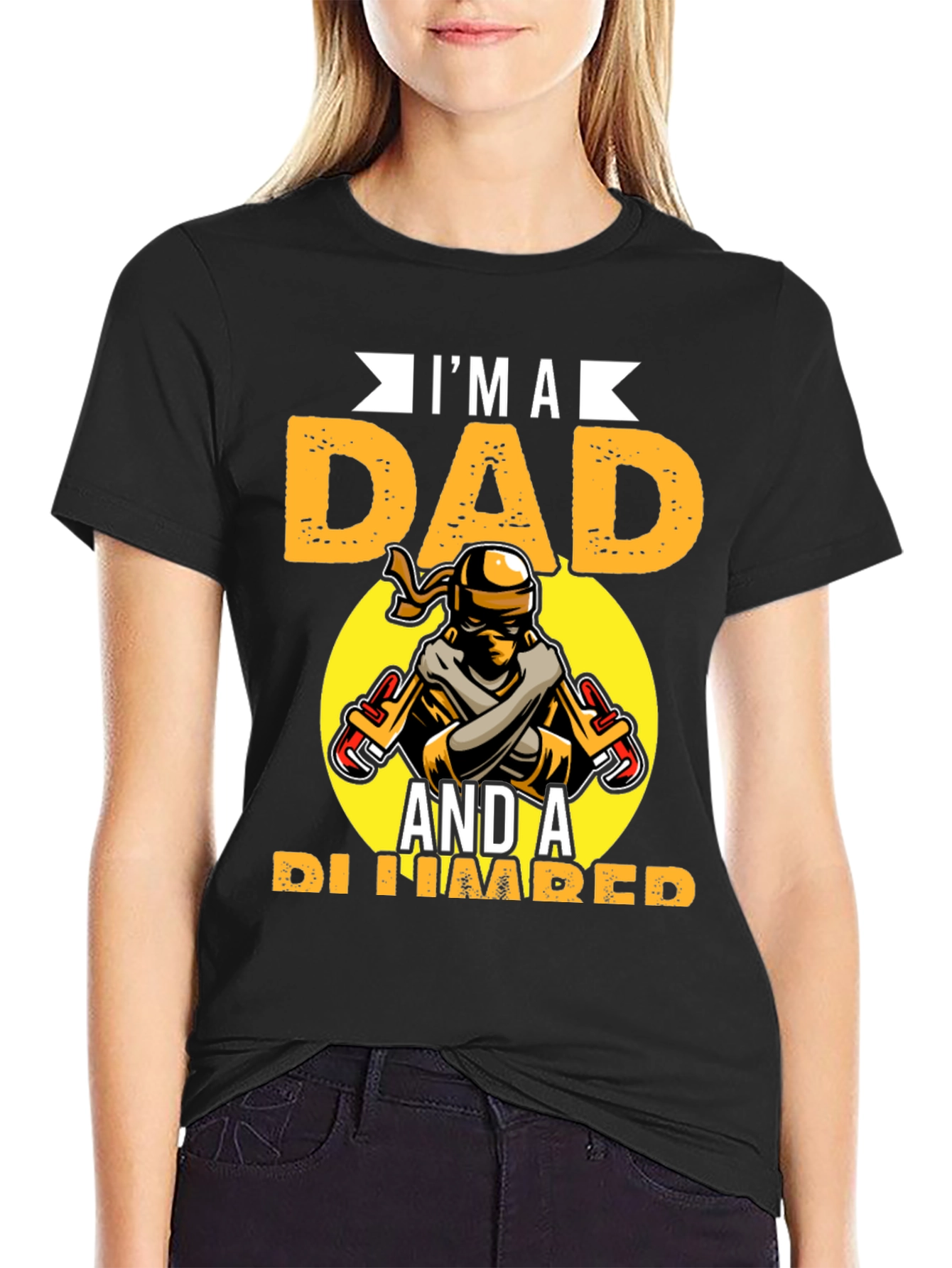 Black I'm A Dad And A Plumber Graphic Tee view 2