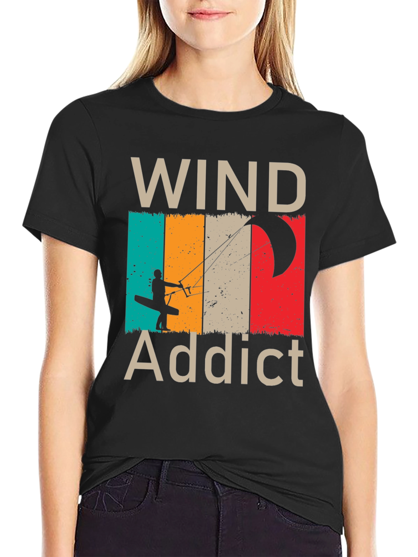 Black Wind Addict T-Shirt - Kiteboarding Design view 2