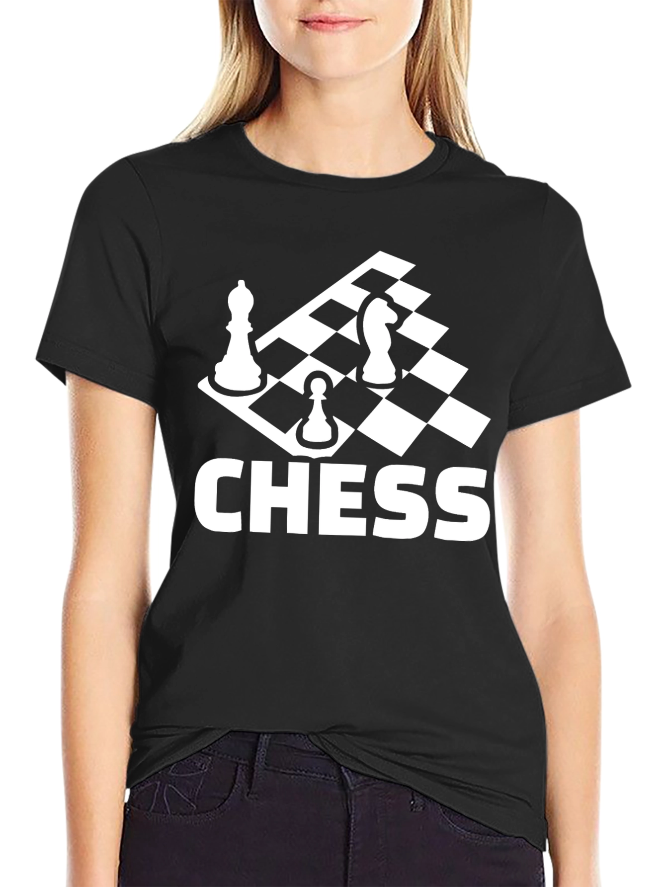 Black Chess Graphic T-Shirt - Black Cotton Tee view 2