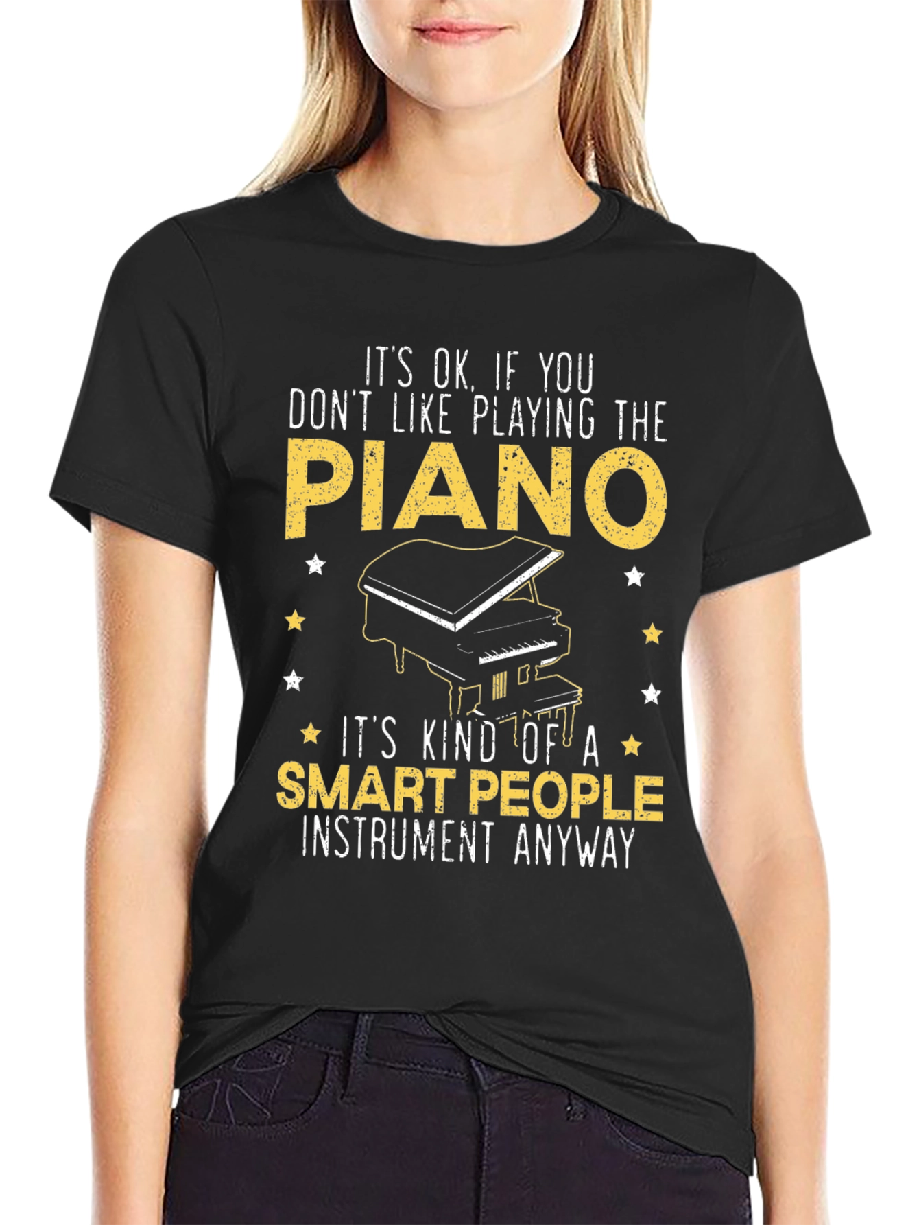 Black Piano Lover Tee - Smart People Instrument view 2