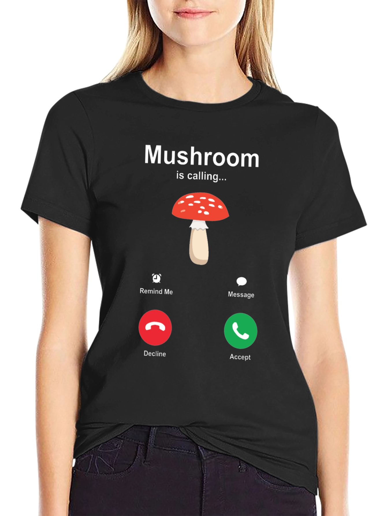 Black Mushroom is Calling T-Shirt - Humorous Nature Lover Tee view 2
