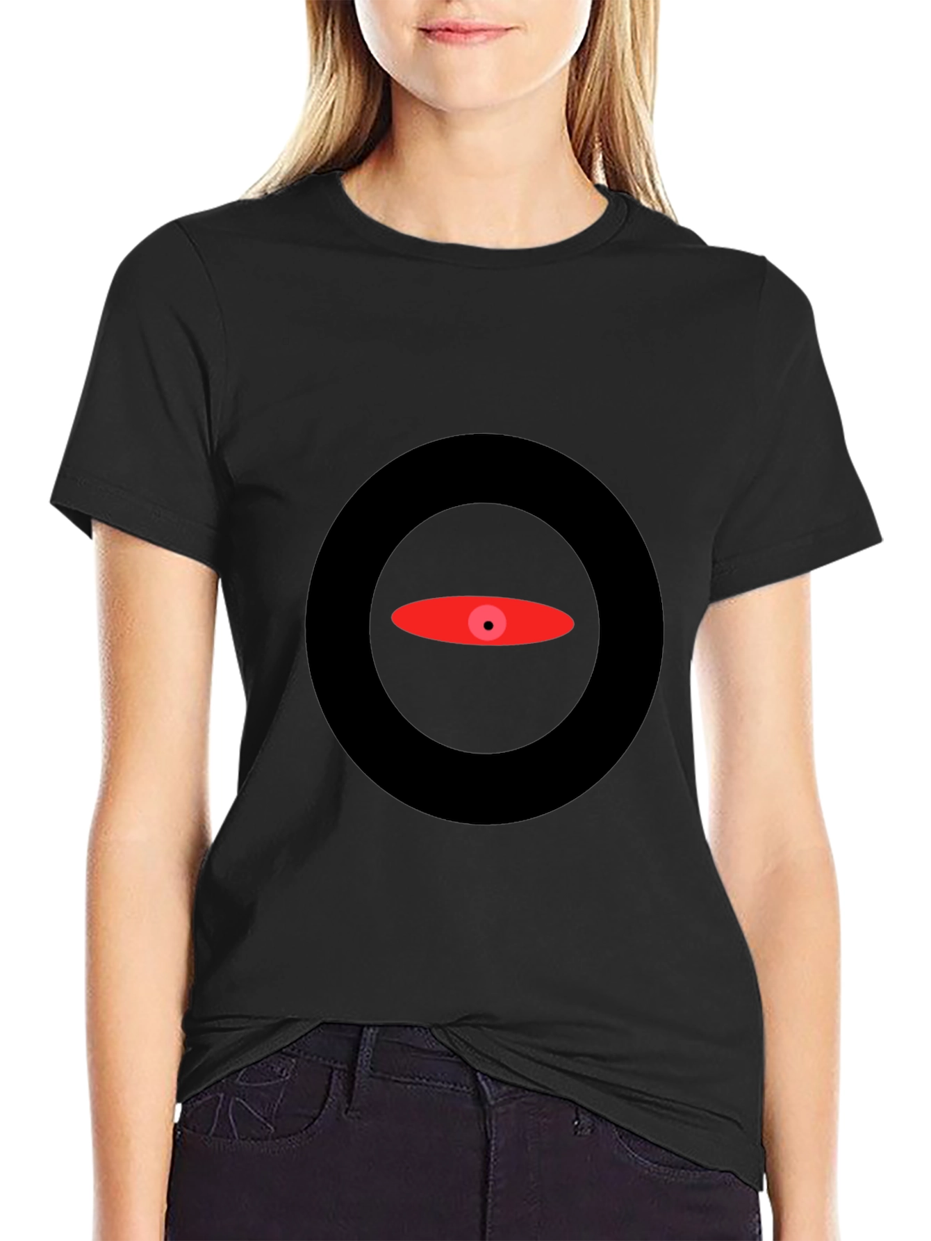 Black Abstract Eye Graphic Black T-Shirt view 2