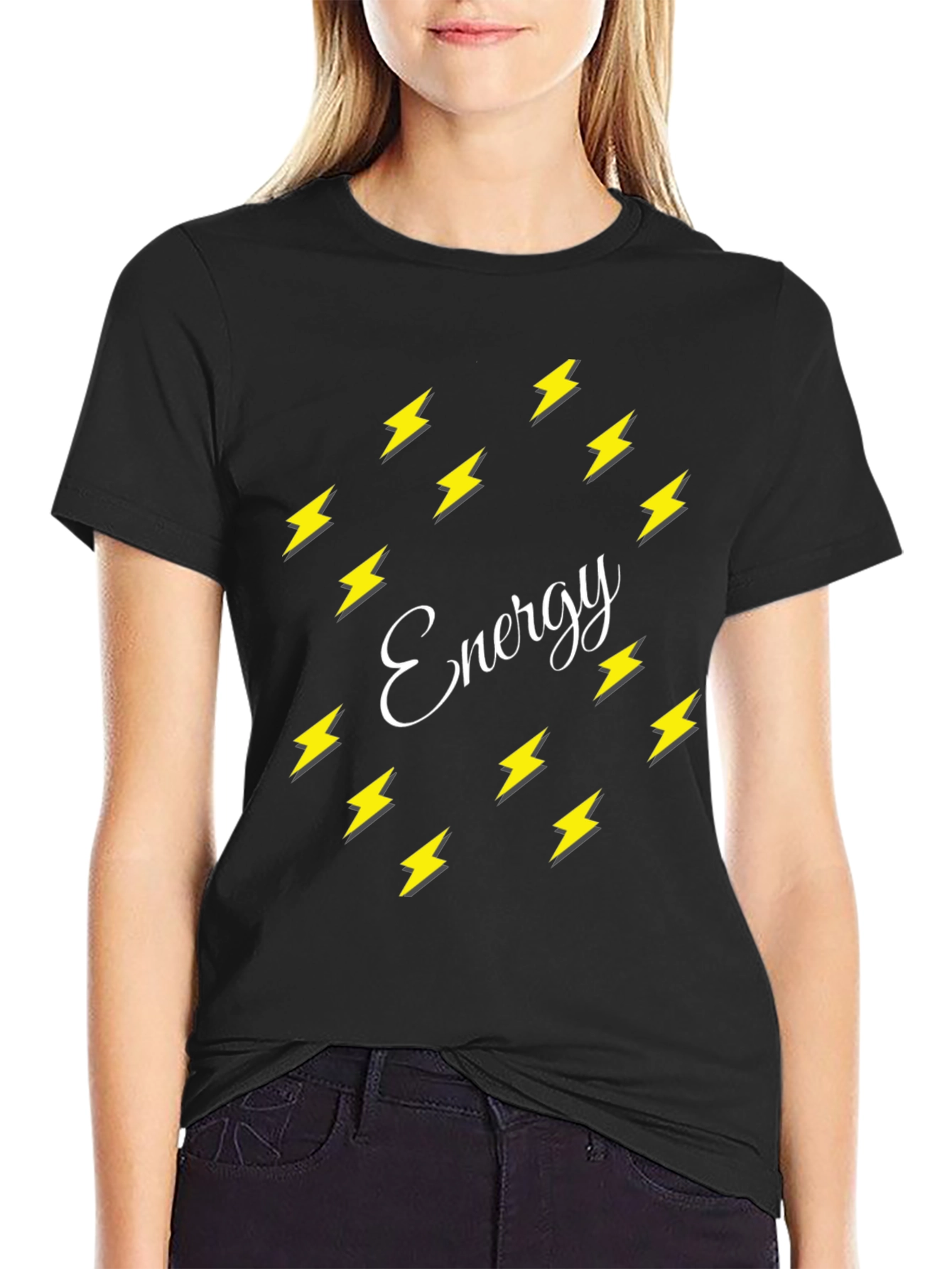 Black Energy Bolt T-Shirt - Stylish Graphic Tee view 2