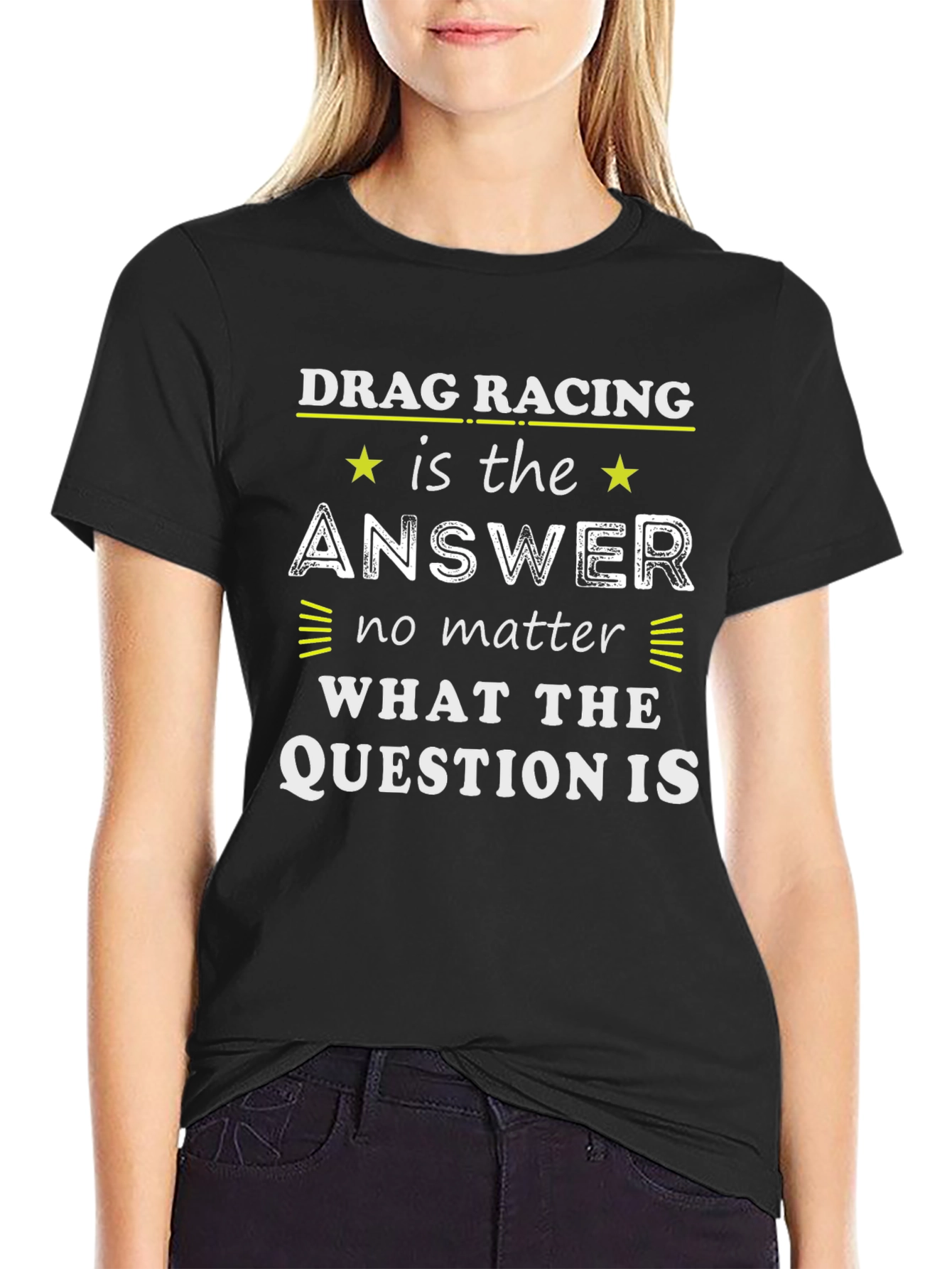 Black Drag Racing Answer Graphic Tee - Unisex view 2
