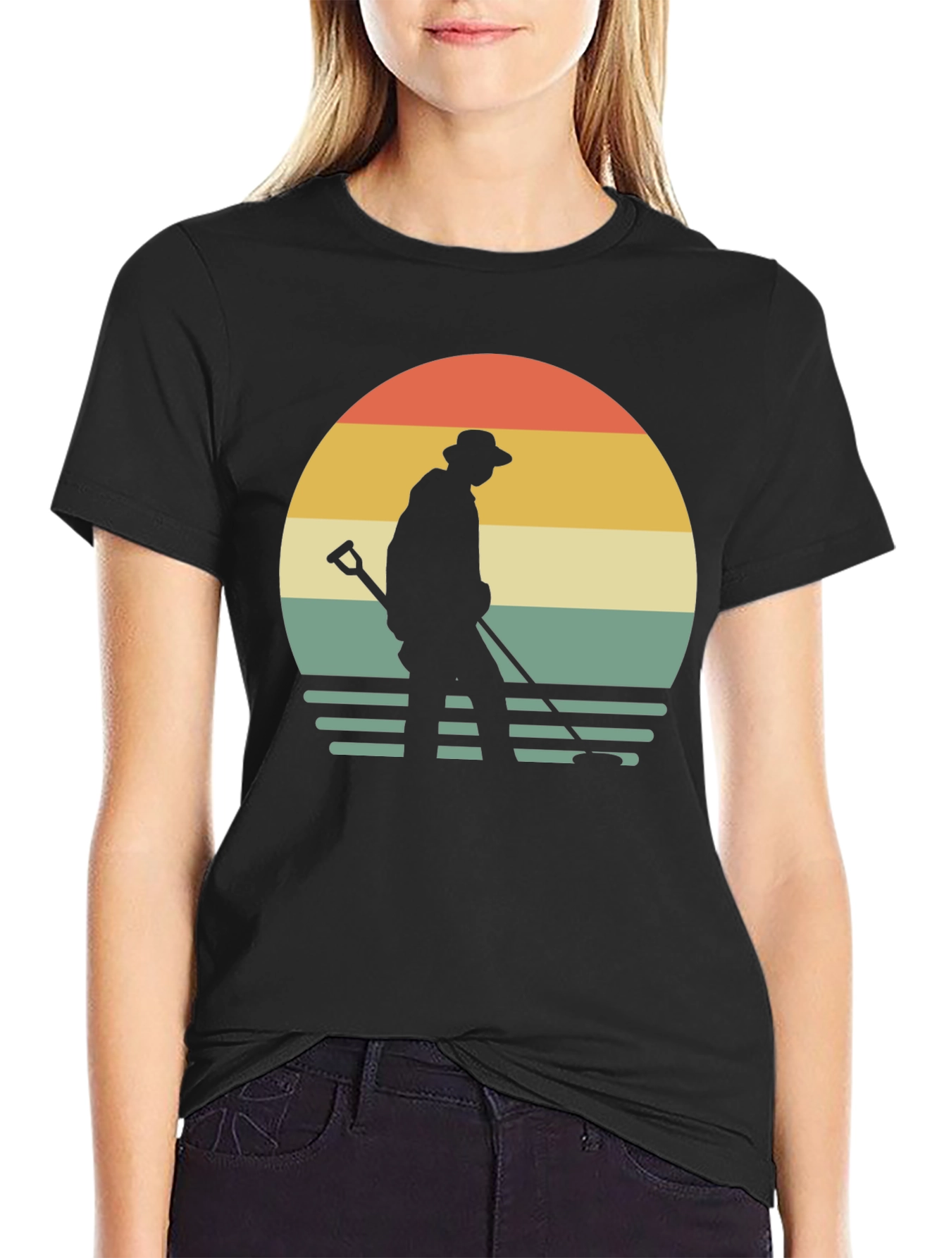 Black Vintage Metal Detecting T-Shirt view 2