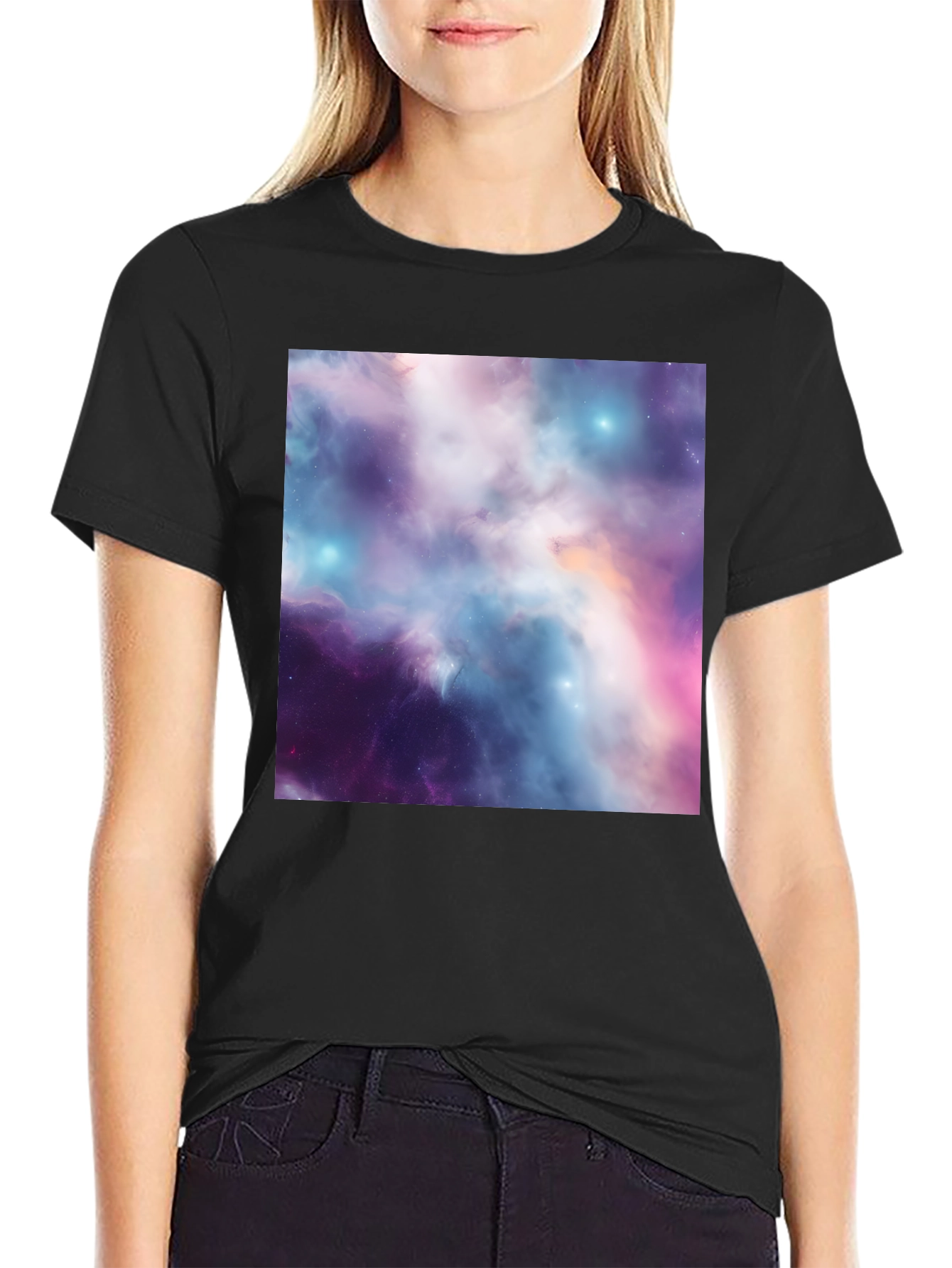 Black Nebula Print Black T-Shirt view 2