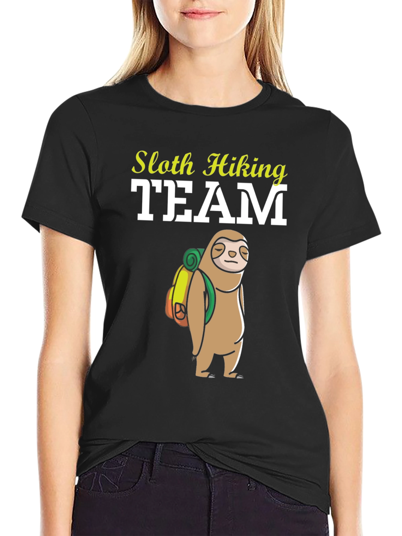 Black Sloth Hiking Team T-Shirt - Funny Adventure Tee view 2