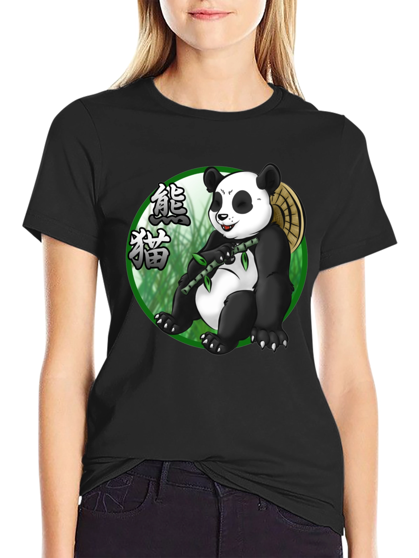 Black Panda Graphic Black T-Shirt - Unique Panda Bear Design view 2