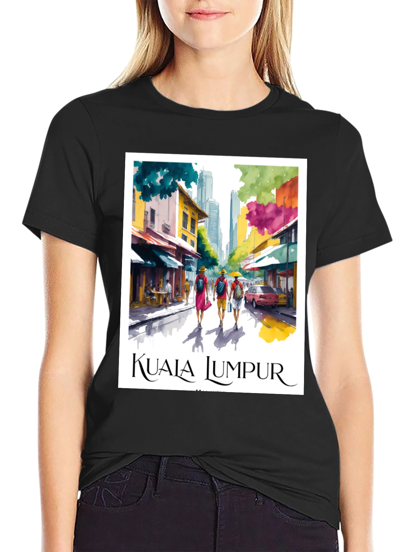 Black Kuala Lumpur Travel T-Shirt view 2