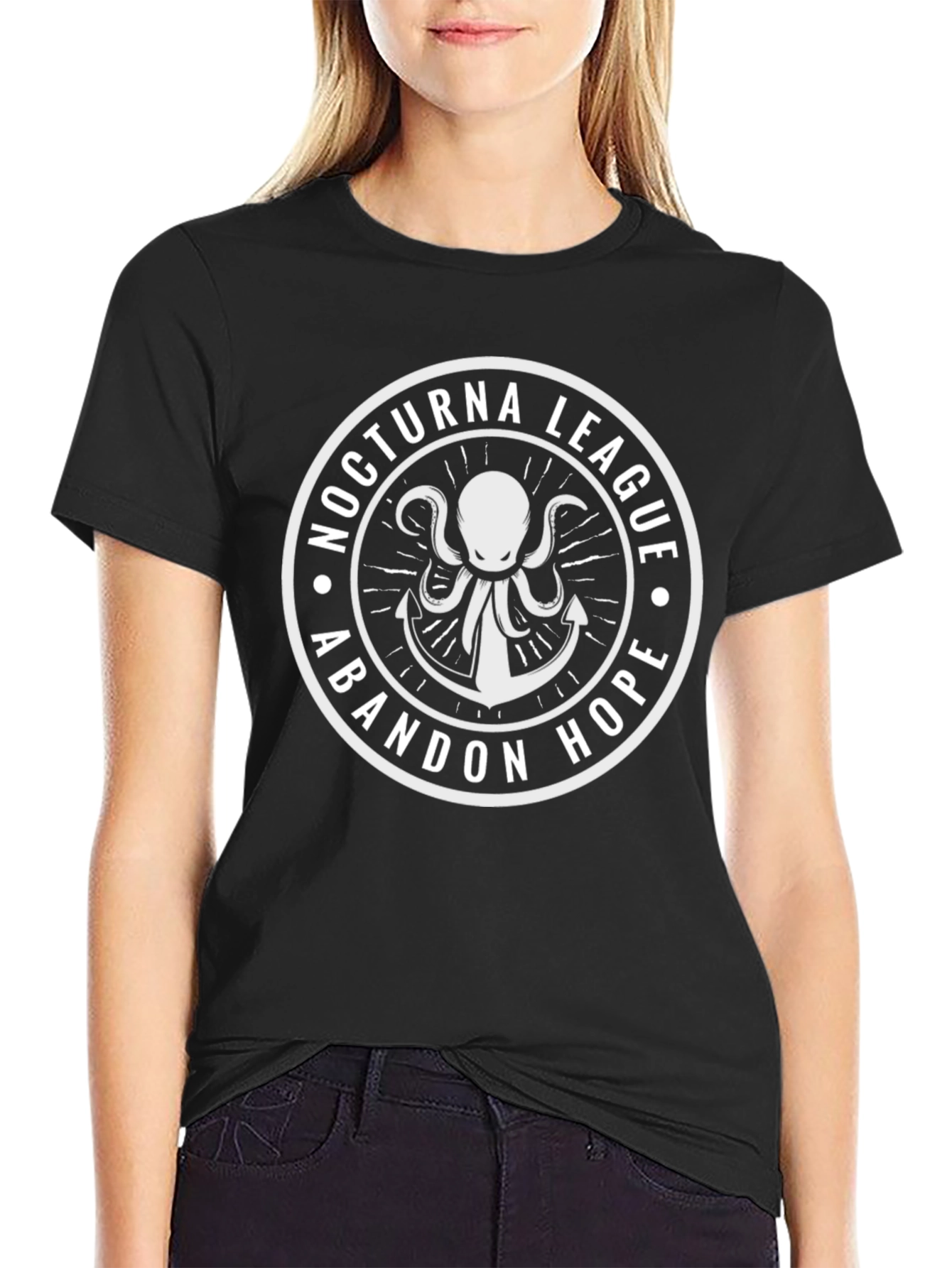 Black Nocturna League T-Shirt - Abandon Hope view 2