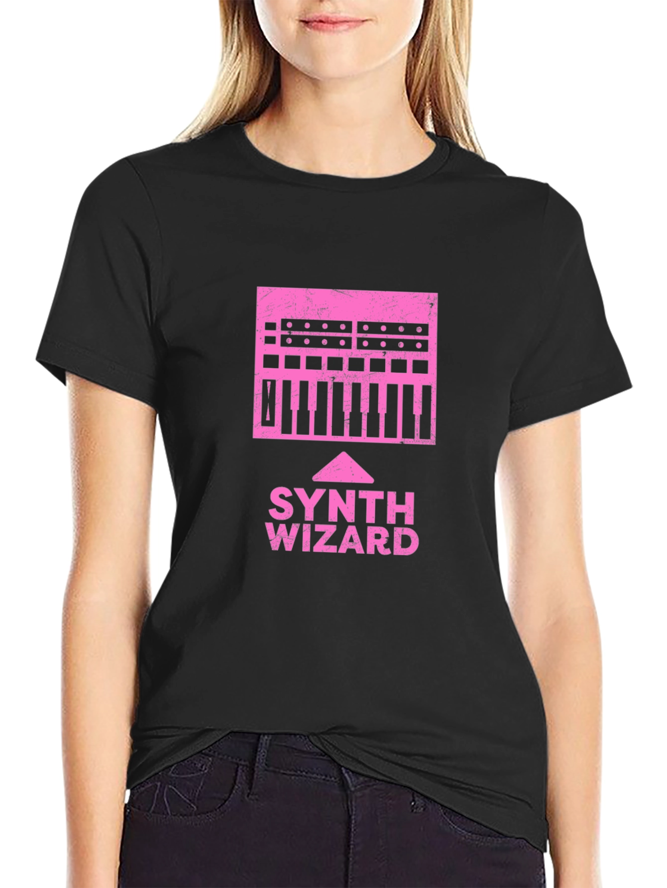 Black Synth Wizard Graphic T-Shirt - Black view 2