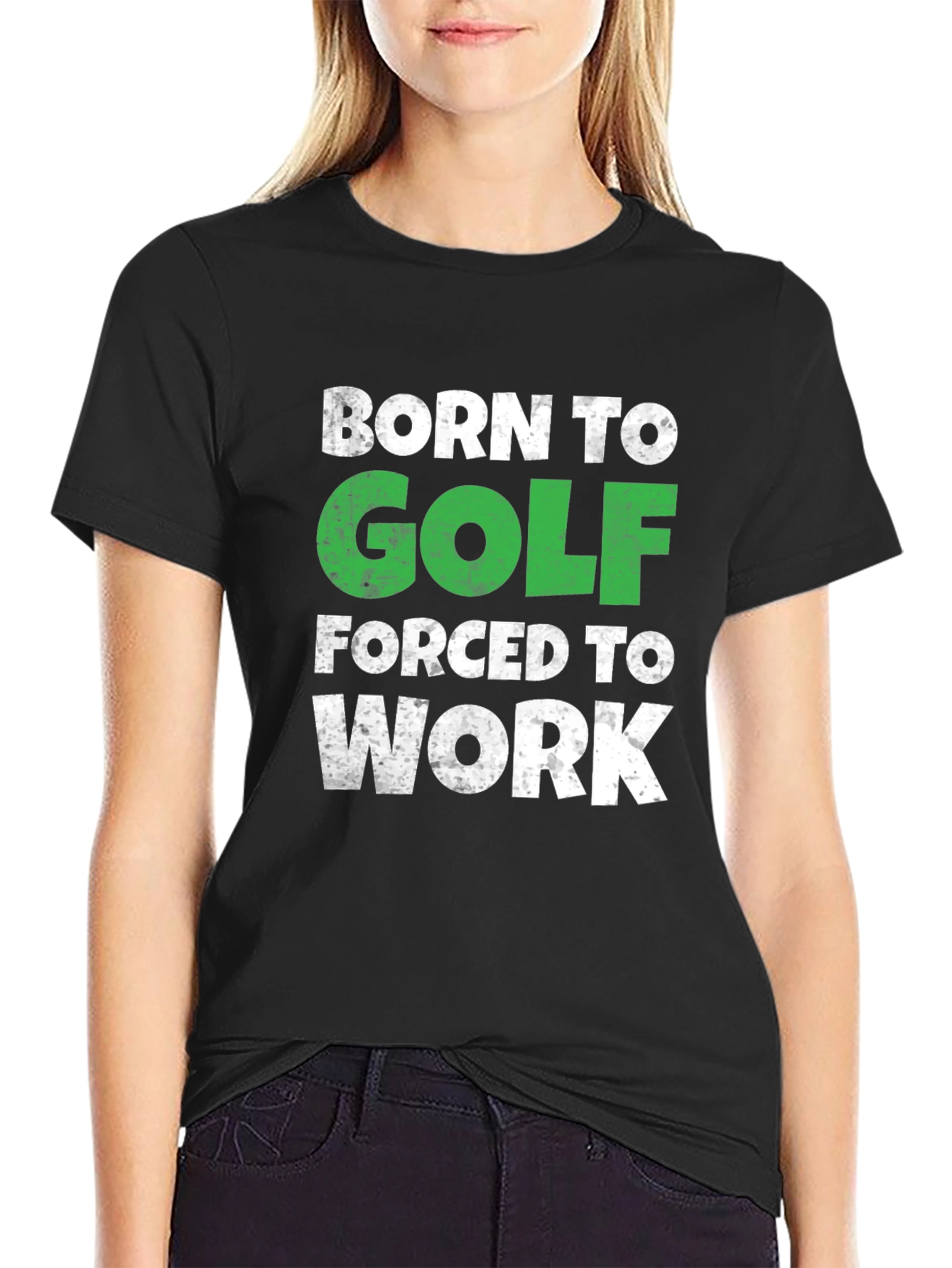 Black Born to Golf T-Shirt - Humorous Golfer Tee view 2