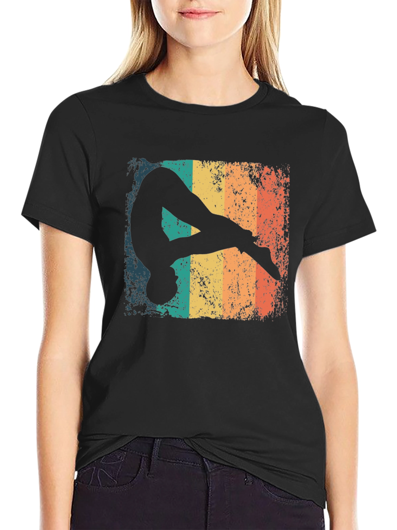Black Retro Gymnast Graphic T-Shirt view 2