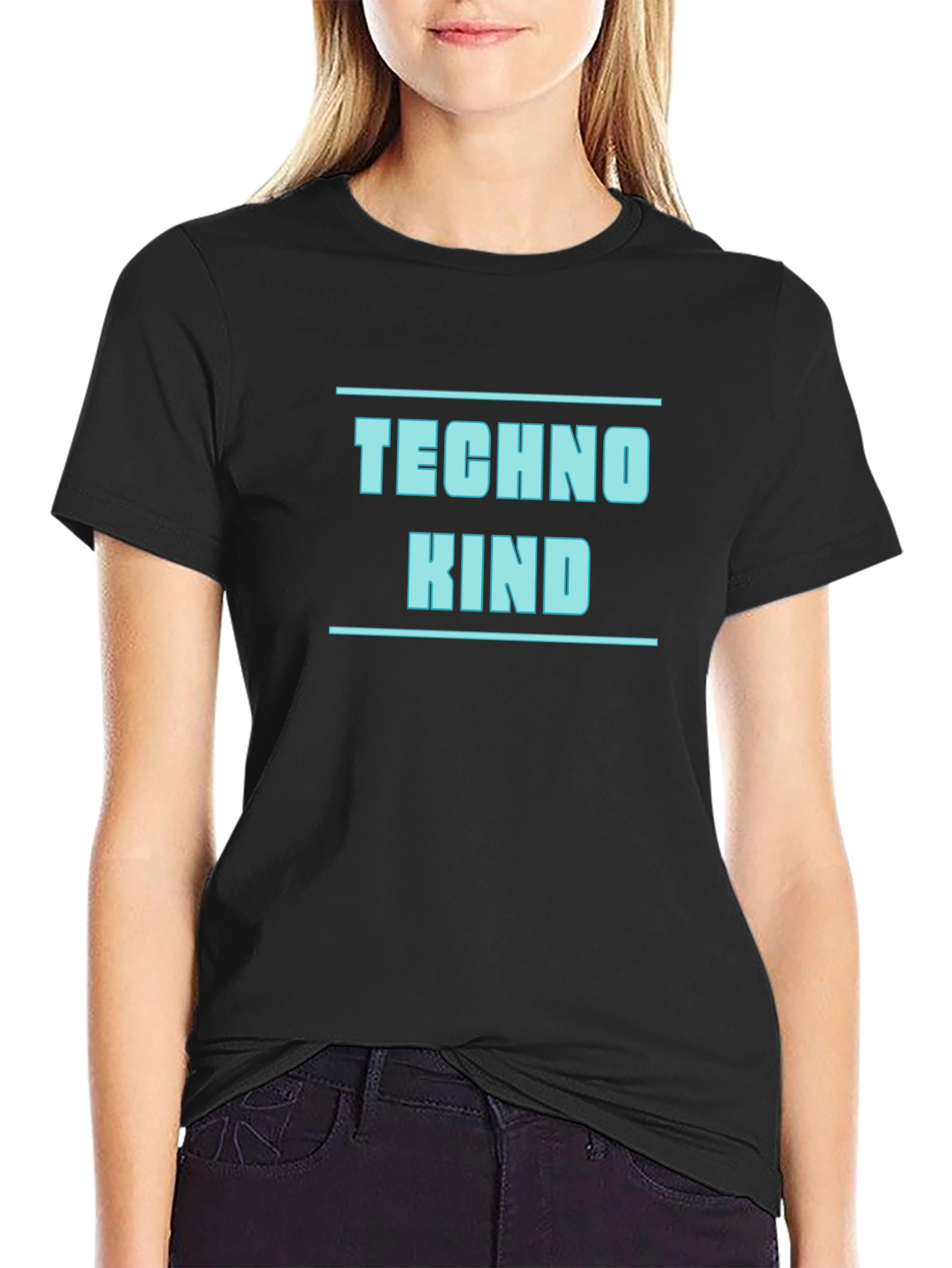 Black Techno Kind Black T-Shirt - Cool Graphic Tee view 2