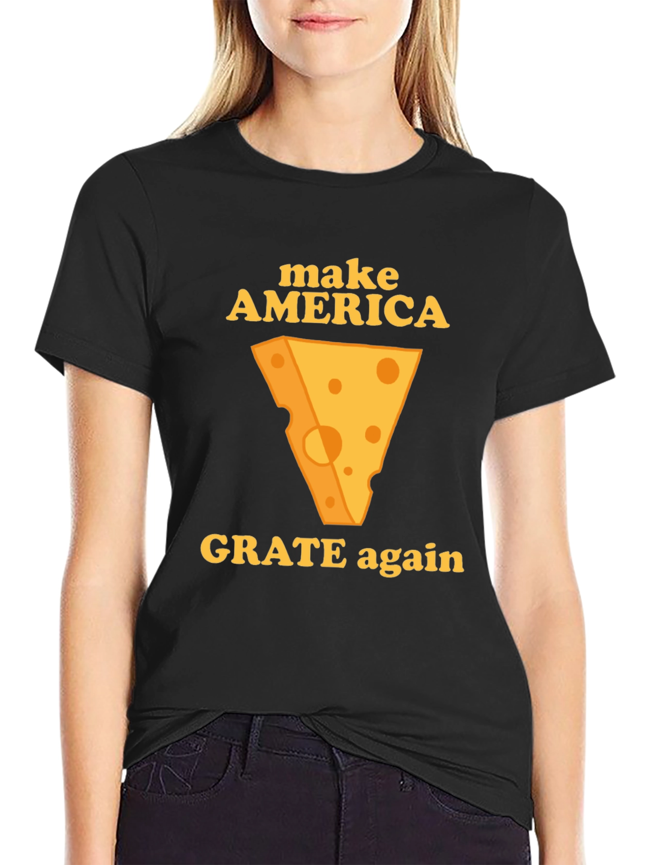 Black Make America Grate Again T-Shirt - Cheese Humor Tee view 2