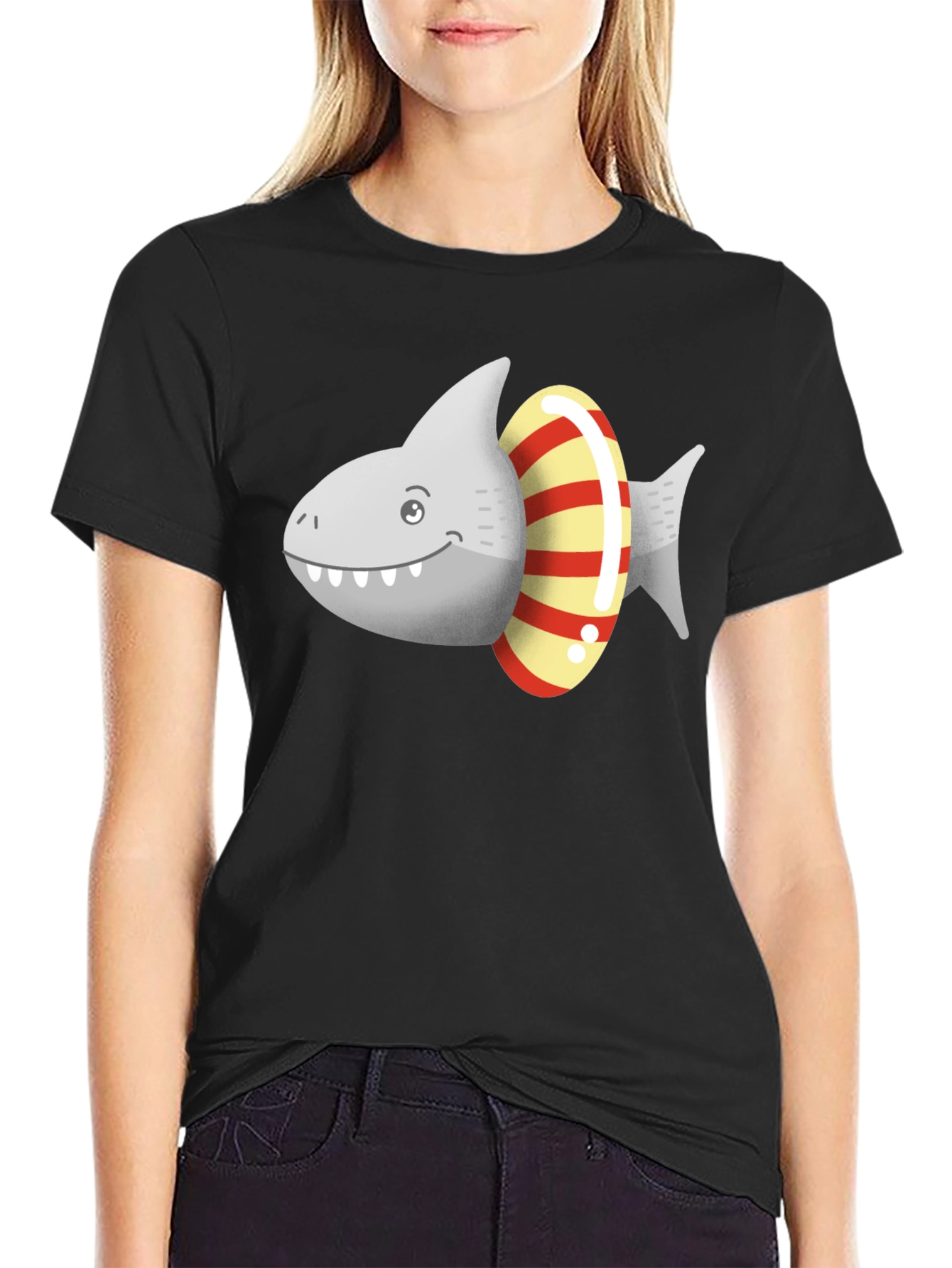 Black Shark Ring Toss Graphic Tee - Black view 2