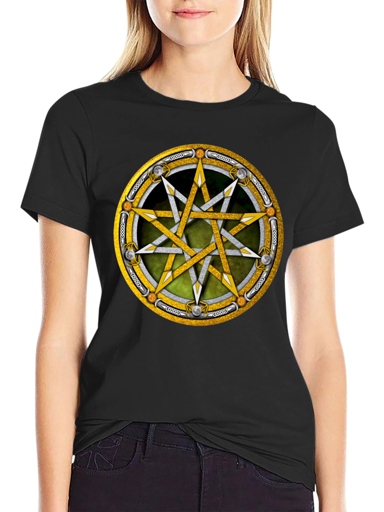 Black Occult Star Graphic Tee - Black view 2