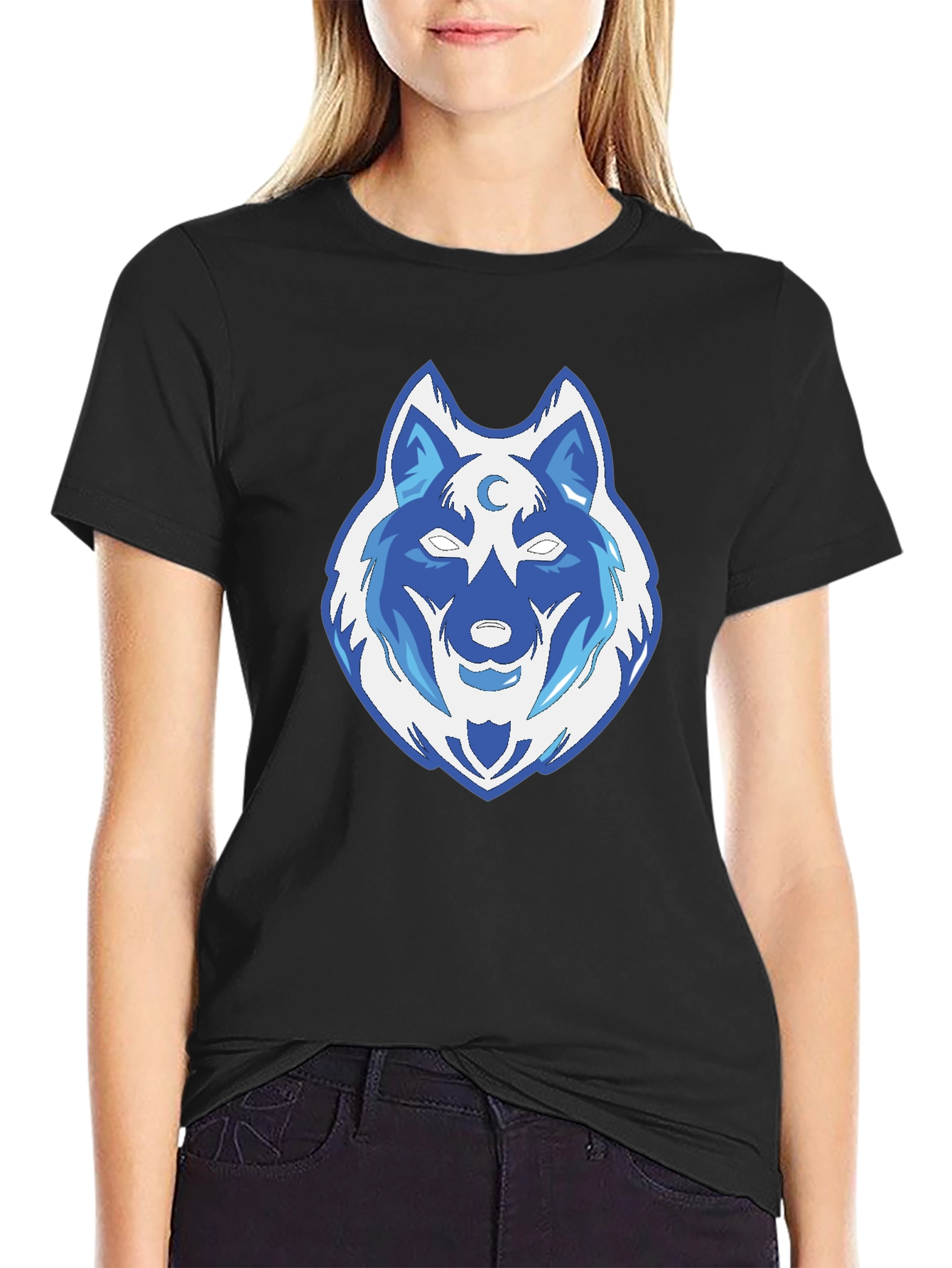 Black Wolf Moon T-Shirt - Cool Graphic Tee view 2