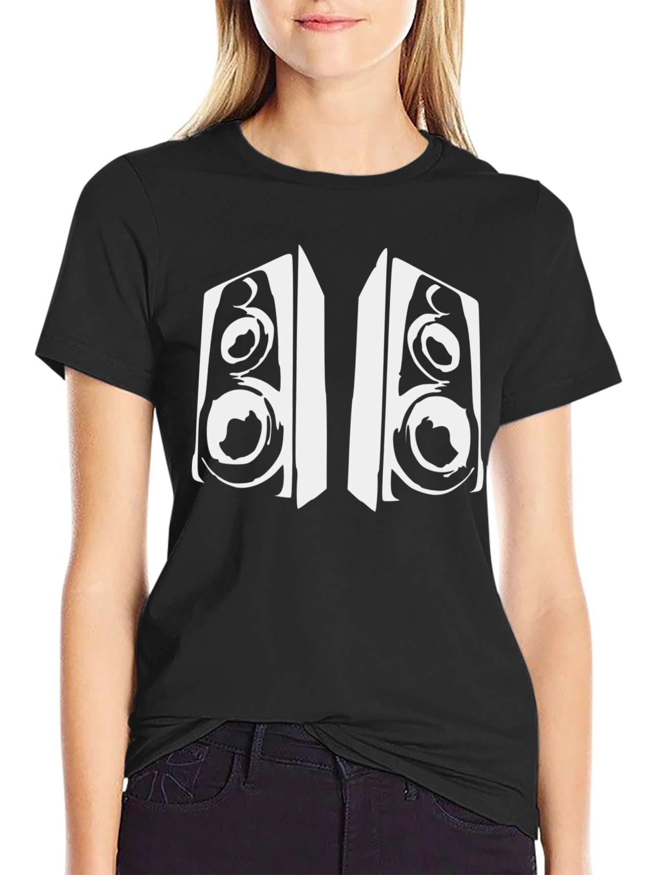 Black Speaker Graphic Black T-Shirt view 2