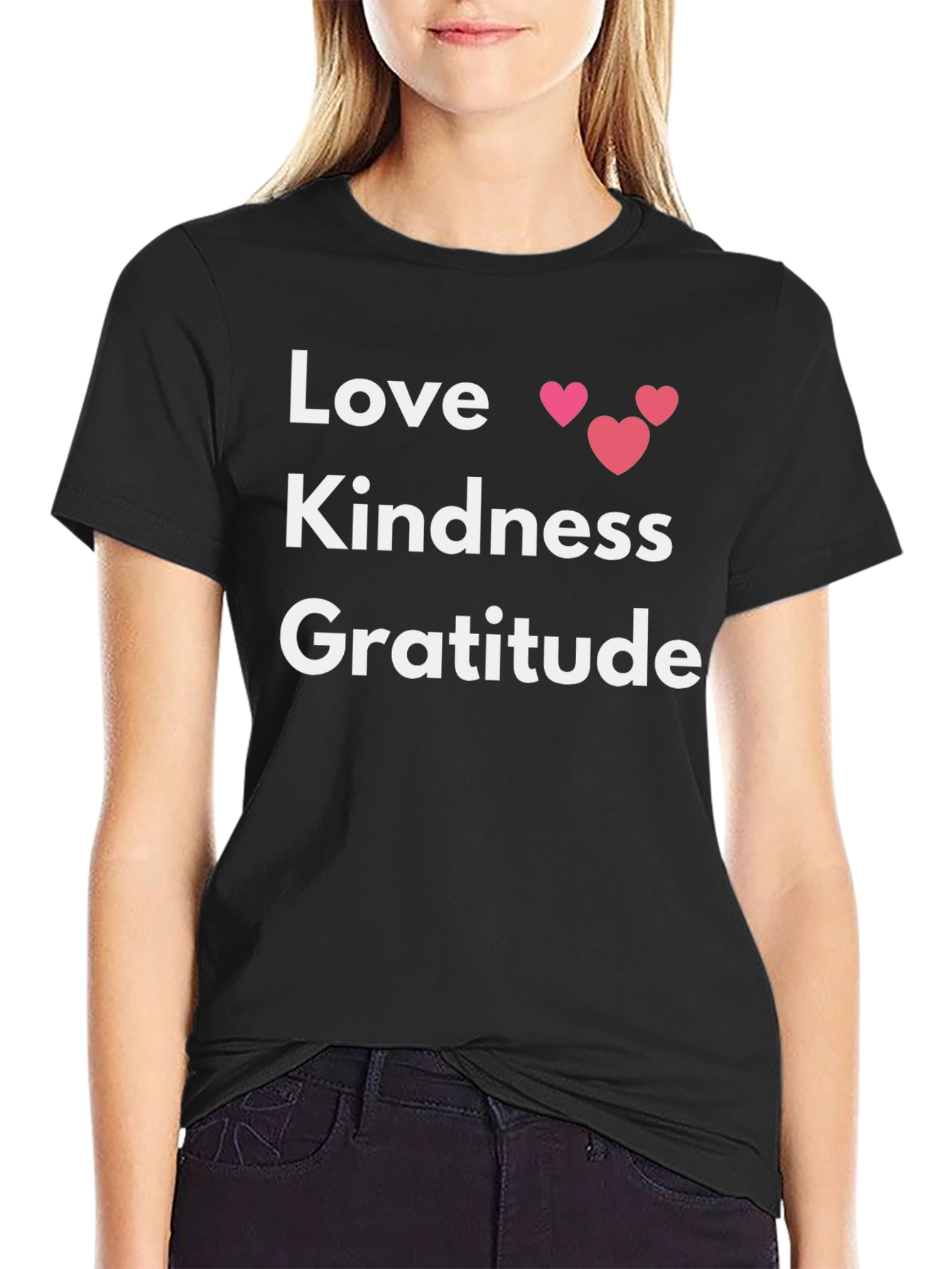 Black Love Kindness Gratitude Graphic Tee - Black view 2