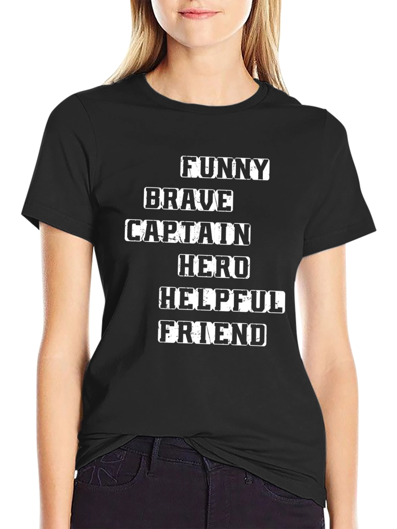 Black Funny Brave Captain Hero T-Shirt view 2
