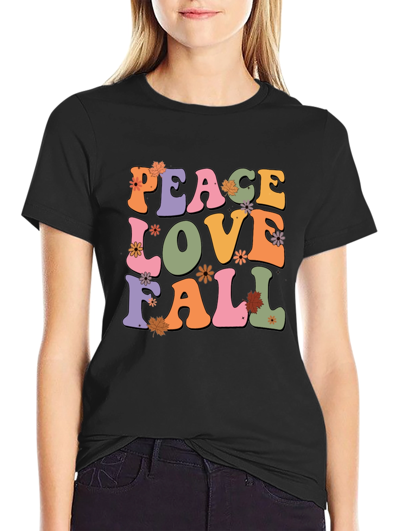 Black Peace Love Fall Graphic Tee view 2