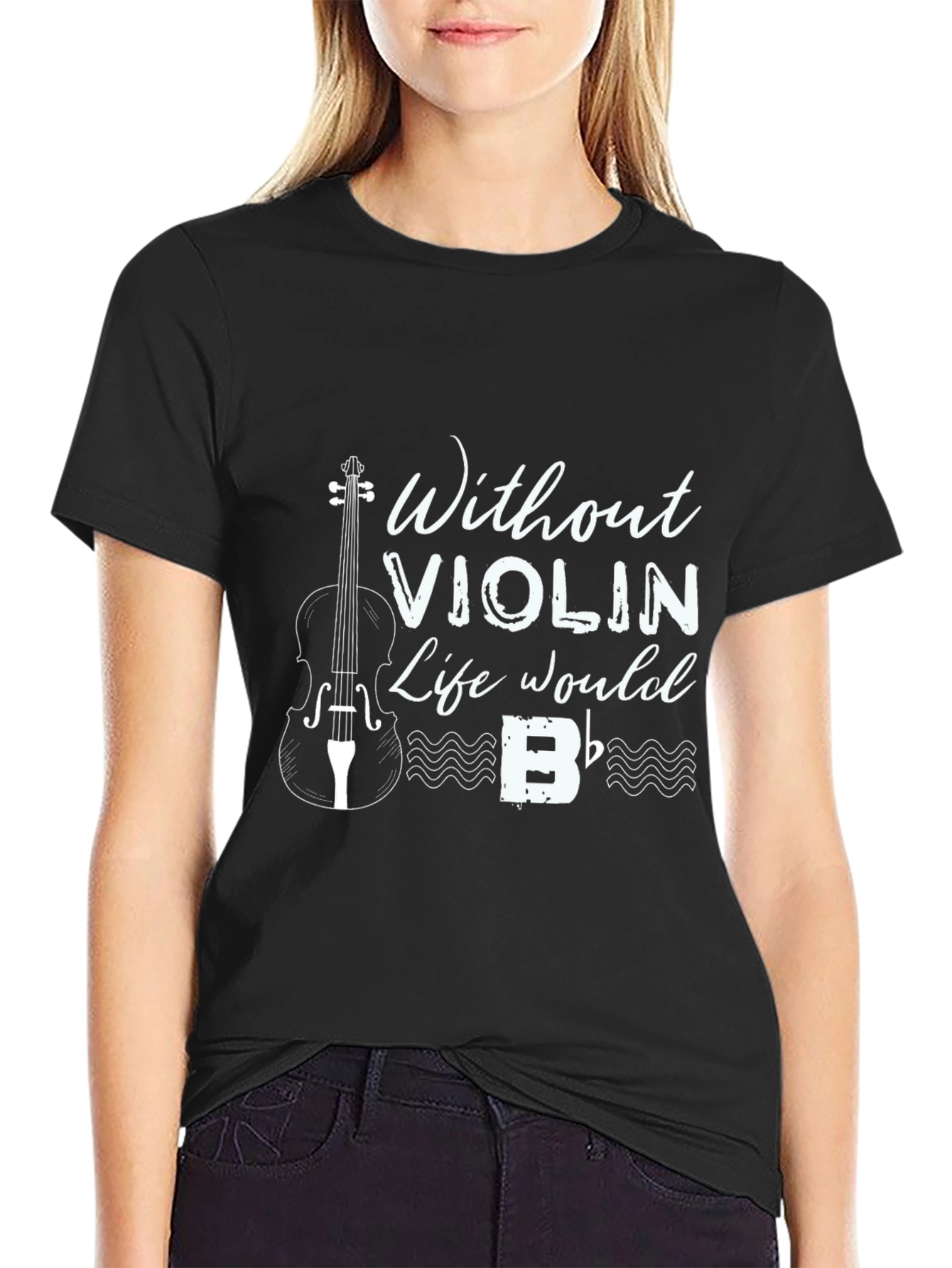Black Without Violin Life Would B Flat T-Shirt view 2