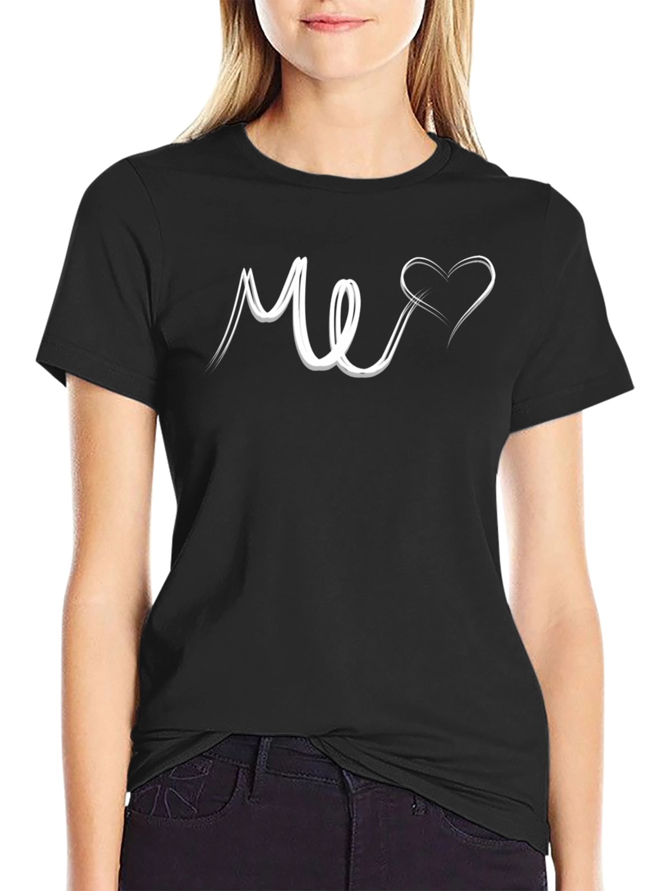 Black Me Heart Graphic Tee - Black Unisex T-Shirt view 2
