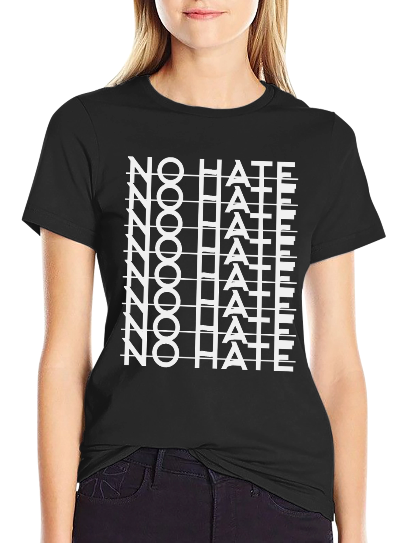 Black No Hate Graphic Tee - Black view 2