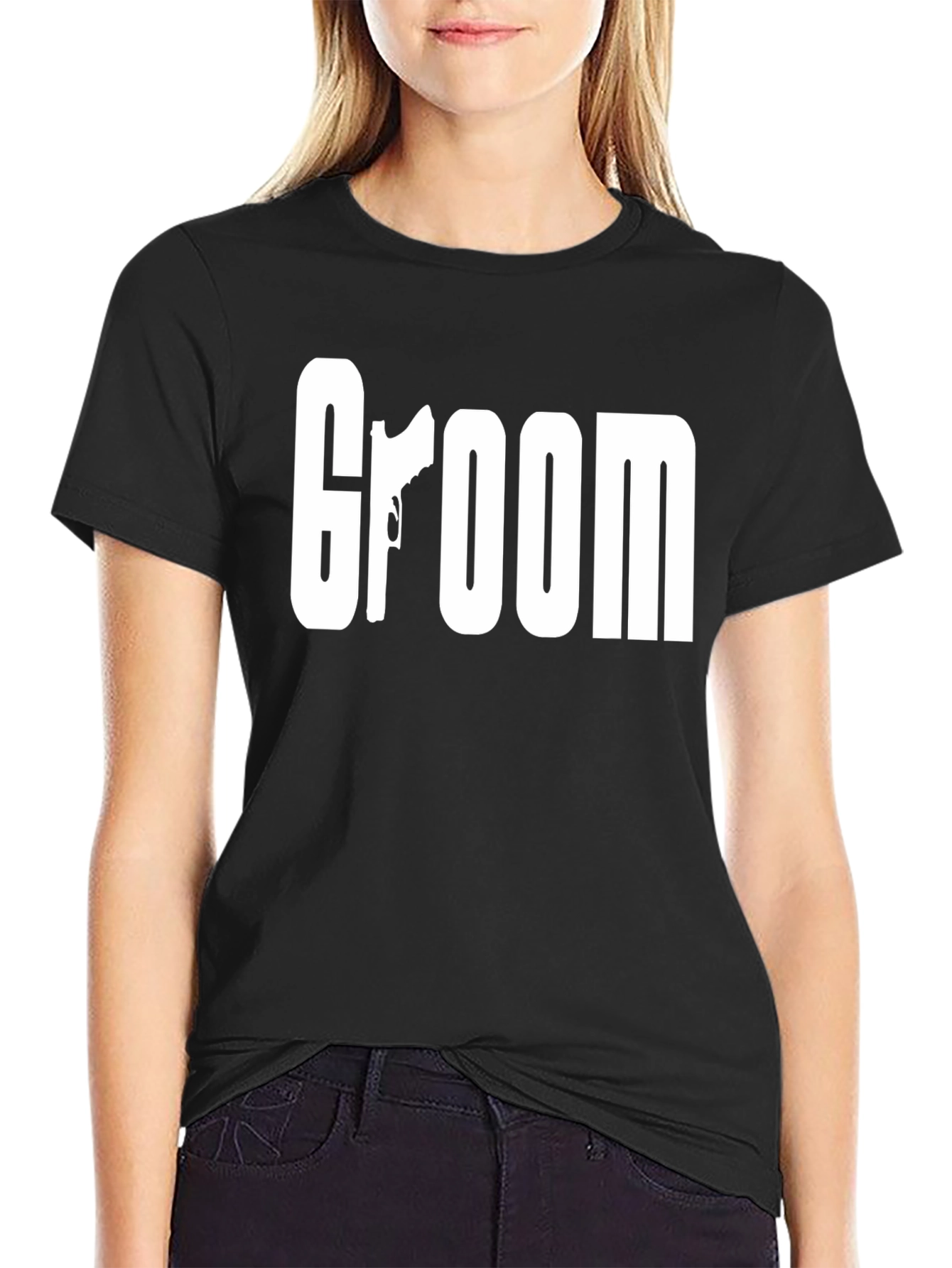 Black Groom Graphic Tee - Gun Silhouette Design view 2
