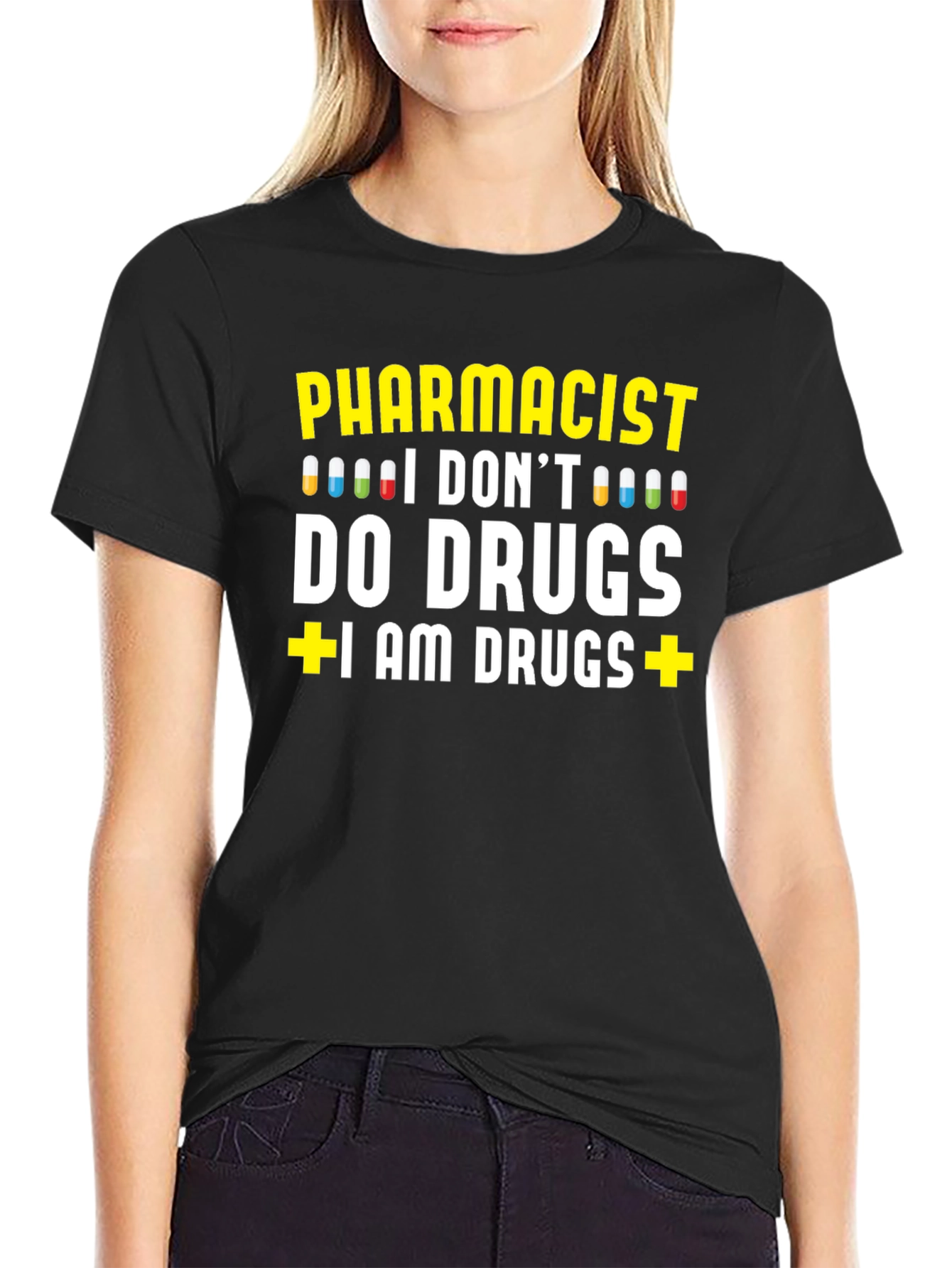 Black Pharmacist I AM DRUGS Graphic T-Shirt view 2