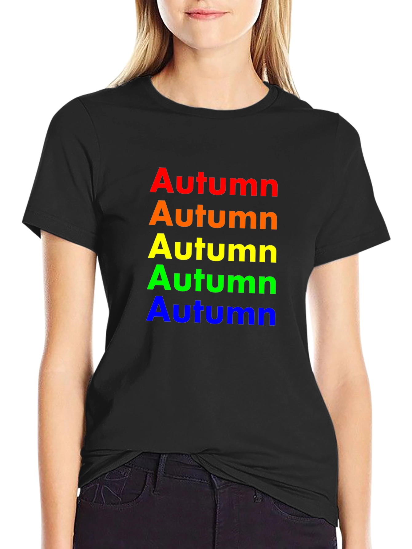 Black Rainbow Autumn T-Shirt - Soft Cotton Crew Neck Tee view 2