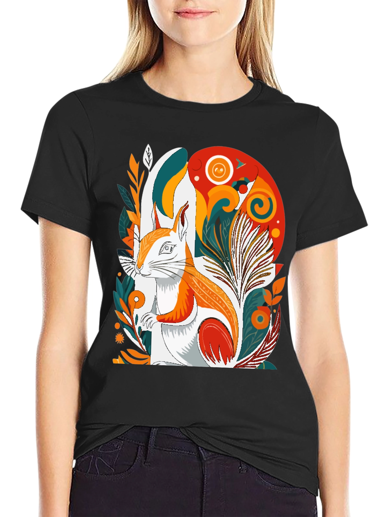 Black Squirrel Graphic Tee - Artistic Design, Modern Style view 2
