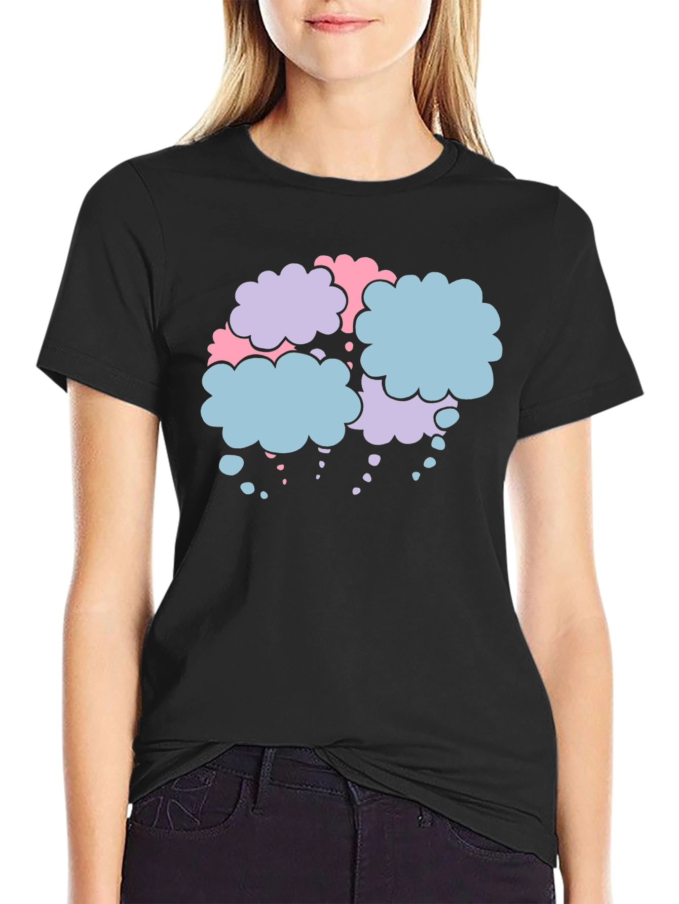 Black Cloud Bubble Graphic Tee - Soft Cotton Blend view 2