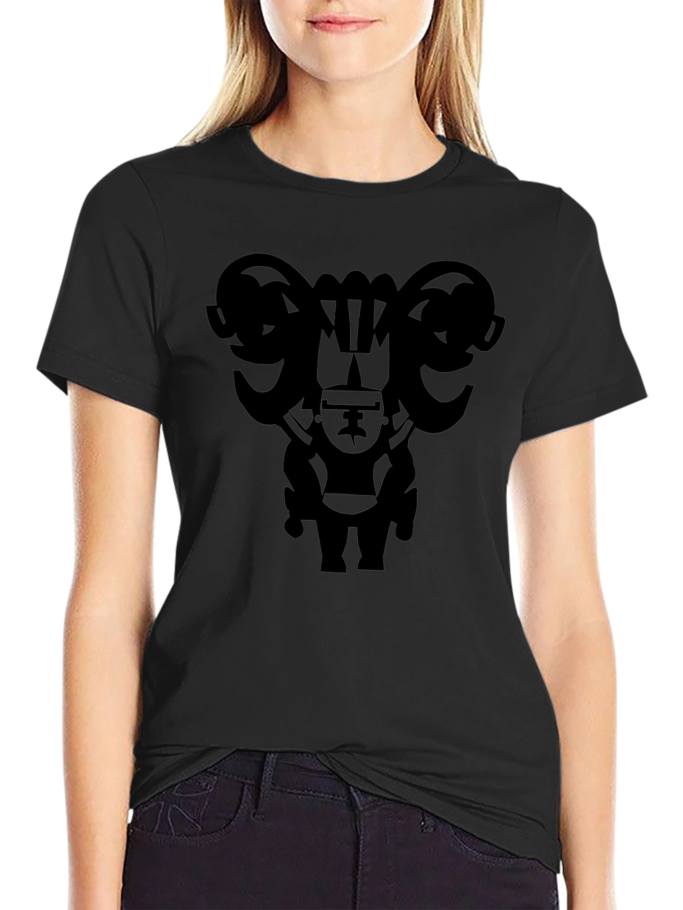 Black Tribal Art Graphic Black T-Shirt view 2