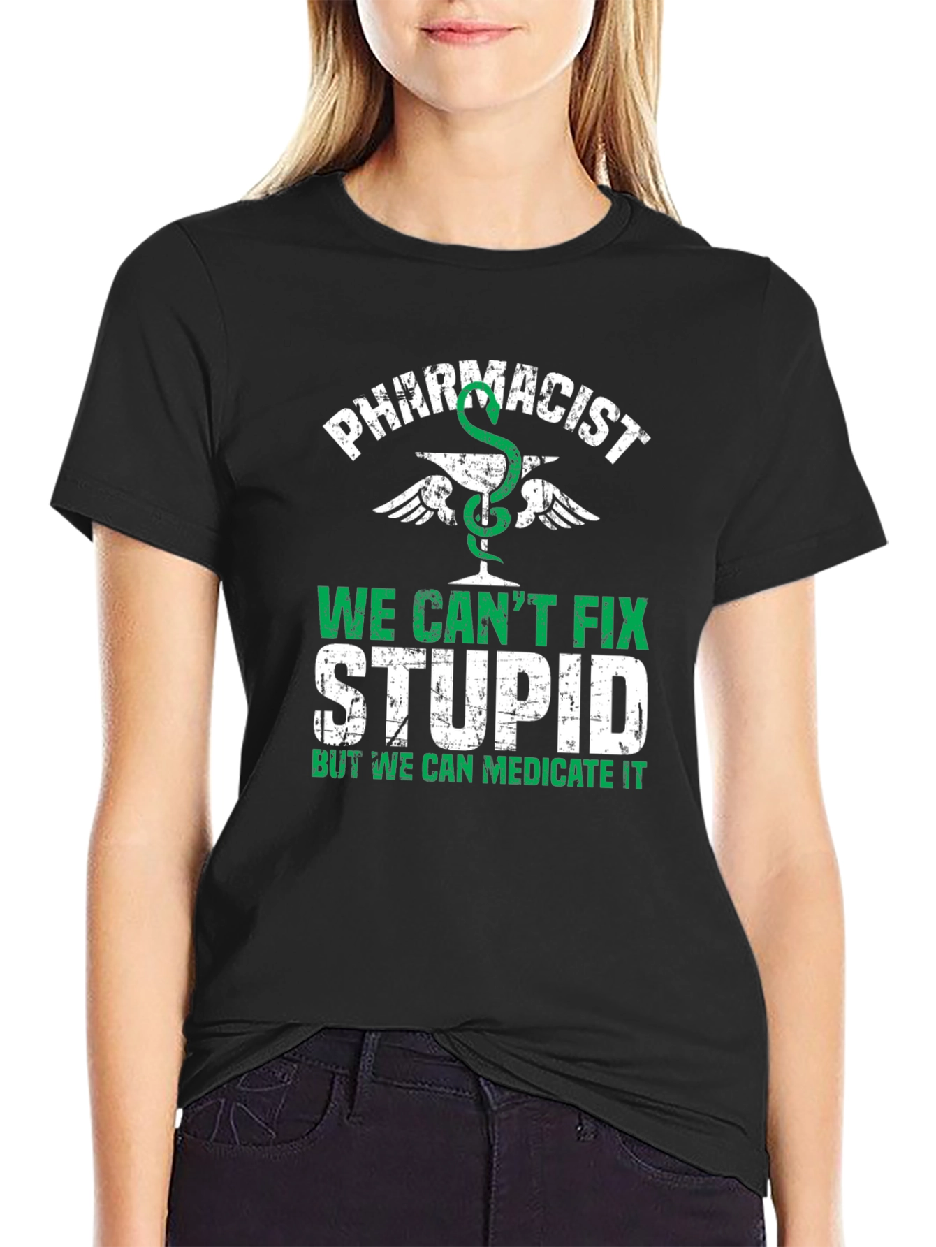Black Pharmacist T-Shirt - We Can't Fix Stupid view 2
