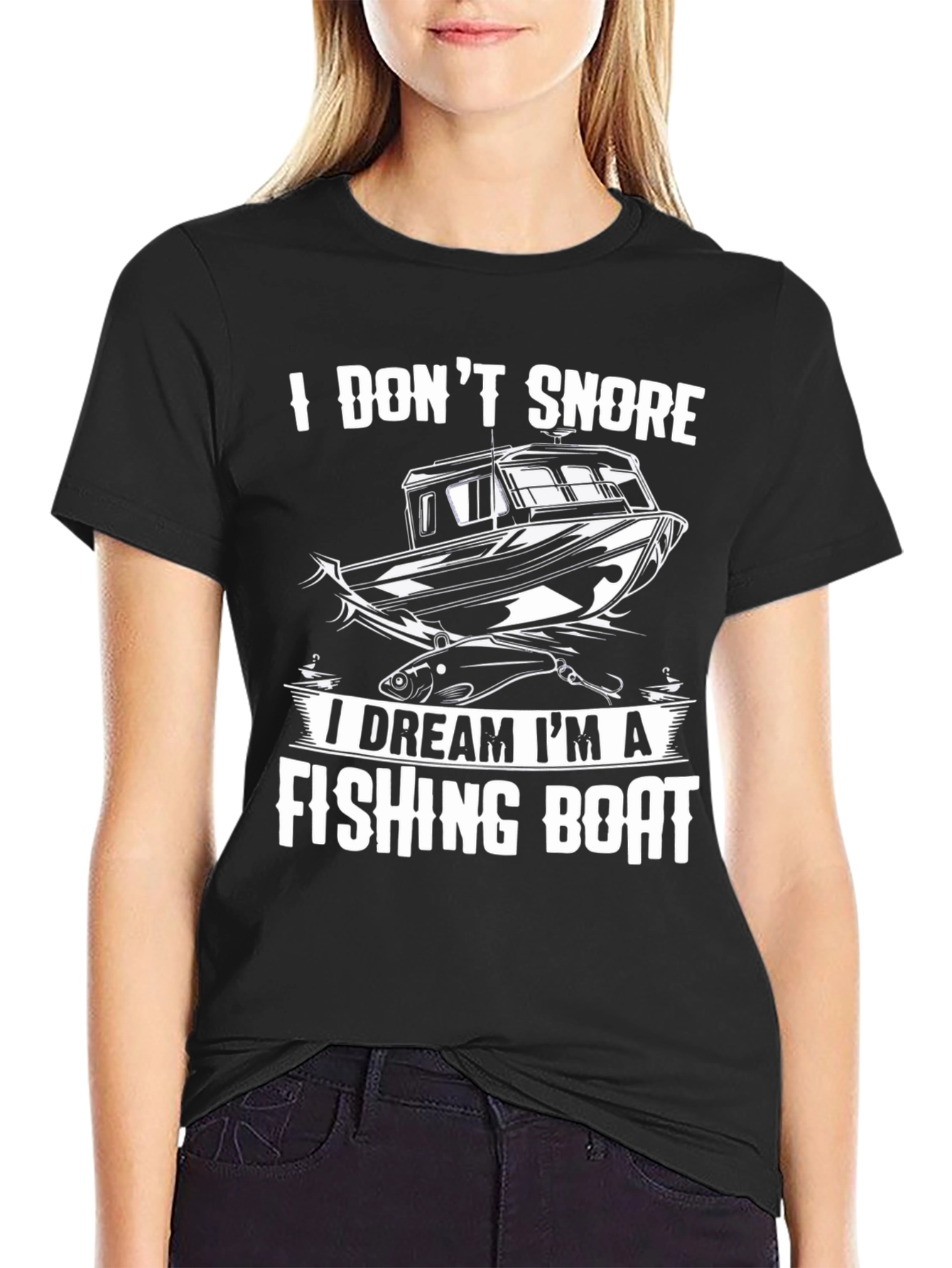 Fishing Boat Dream T-Shirt - Black Cotton Tee - 2