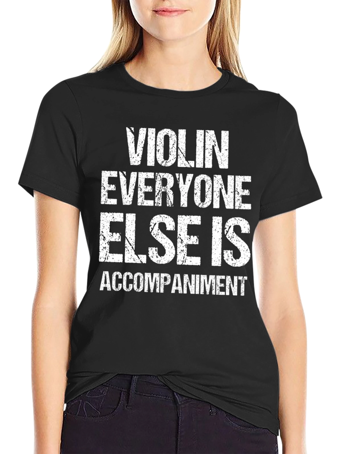 Black Violin Player Humor Tee - Accompaniment T-Shirt view 2
