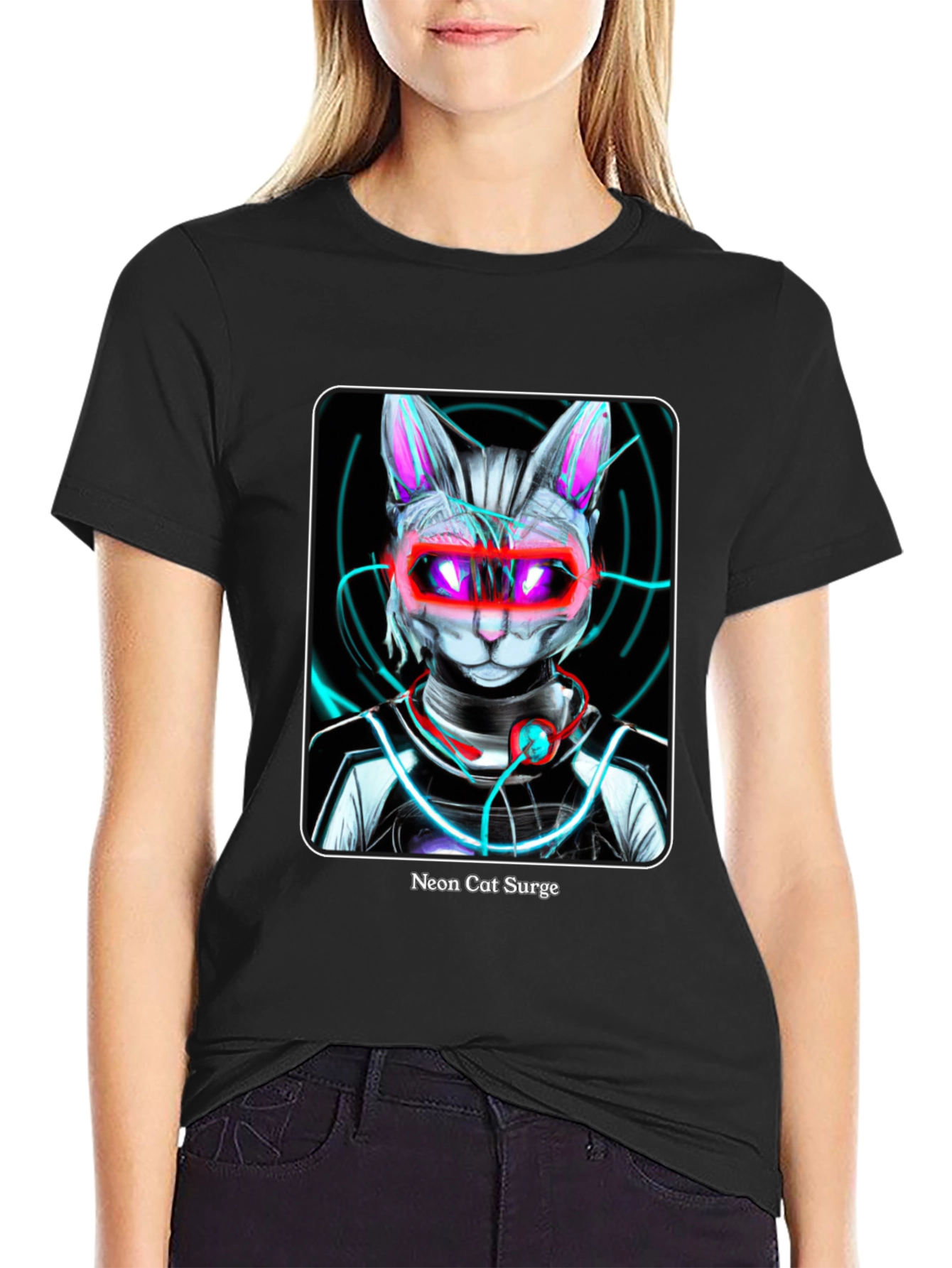 Neon Cat Surge Graphic T-Shirt - 2