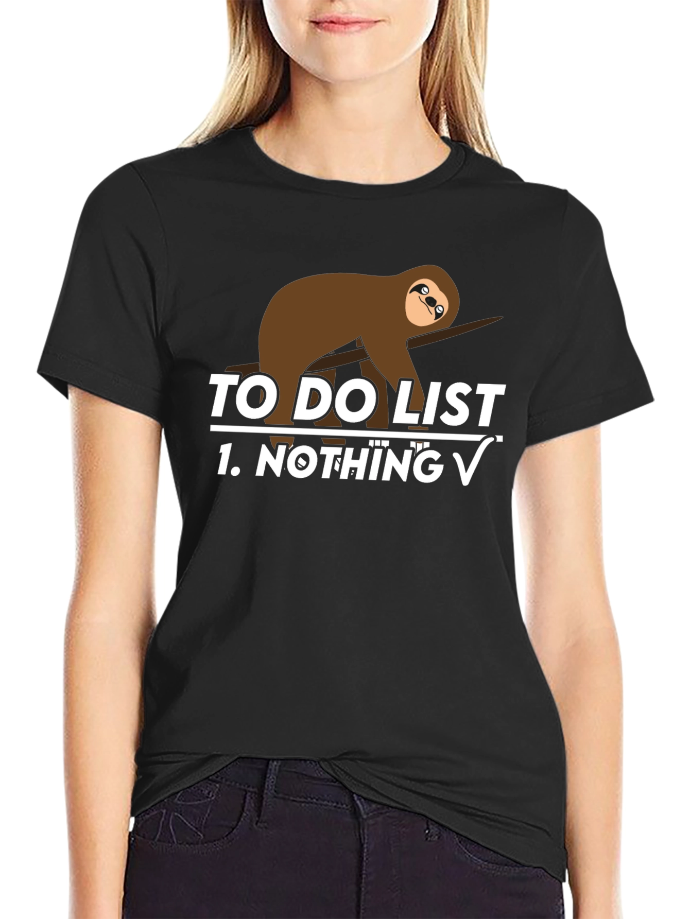 Black Sloth To-Do List Funny Graphic Tee view 2