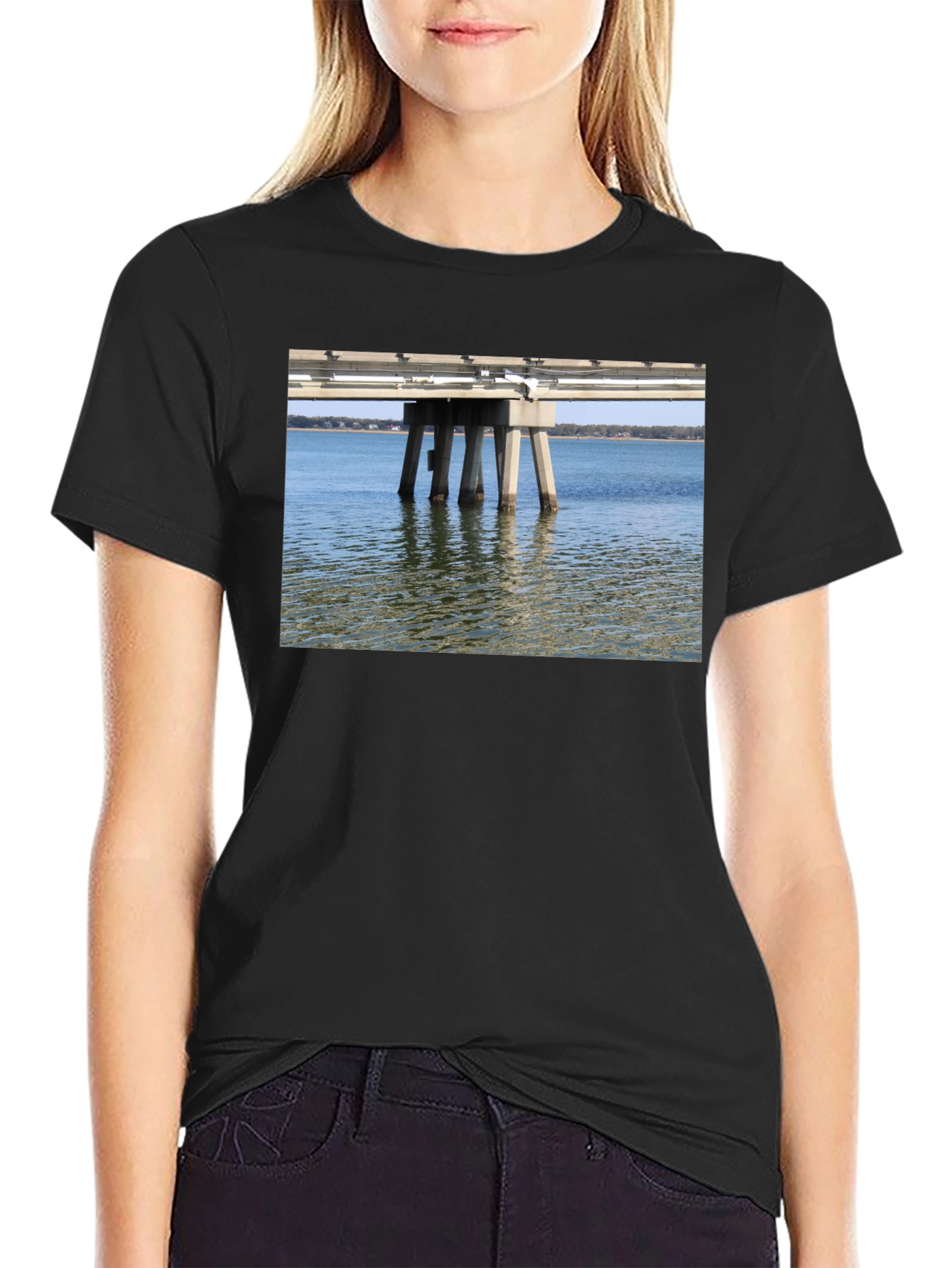 Black Pier View T-Shirt - Black, Casual Wear view 2