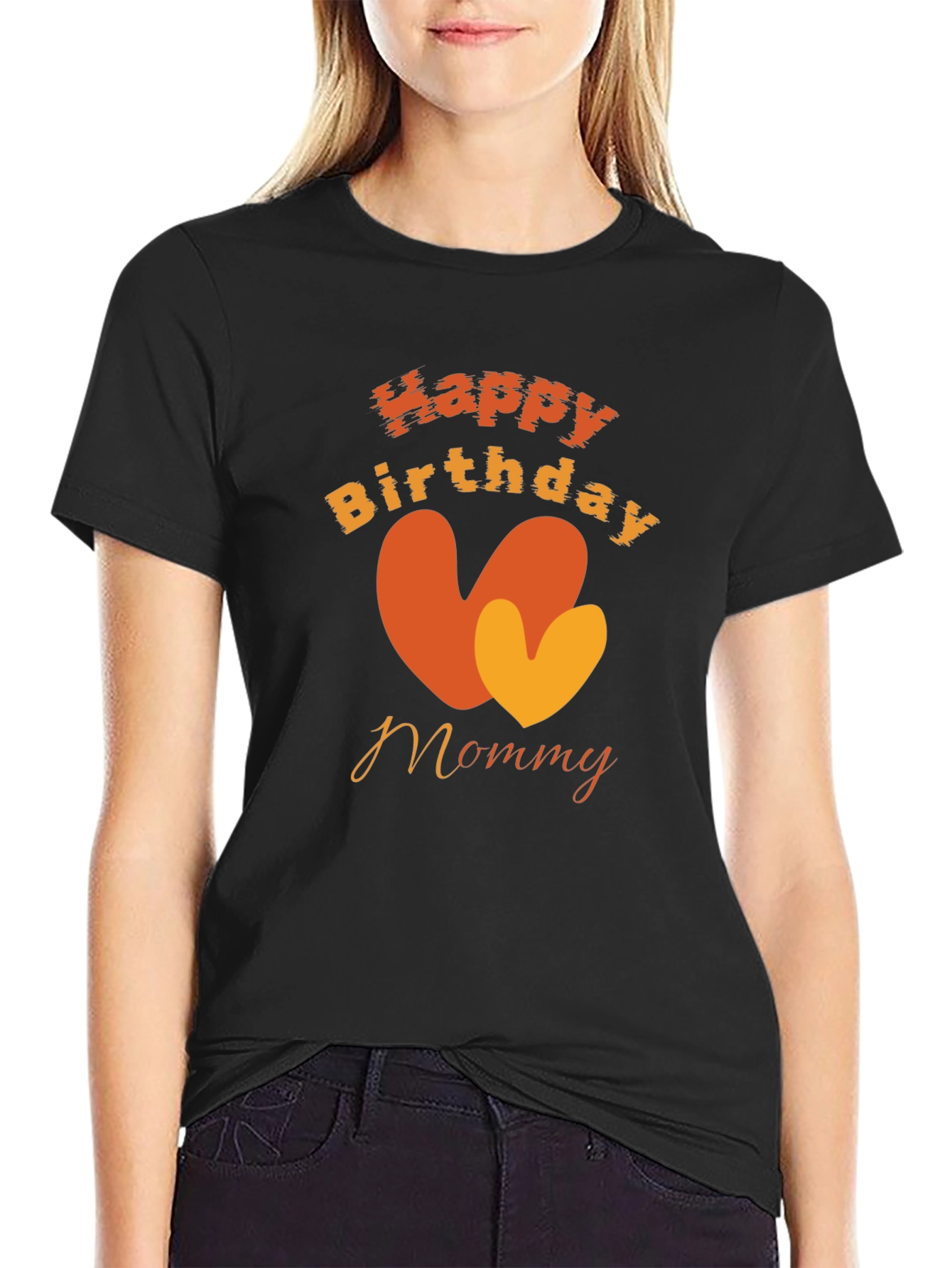 Black Happy Birthday Mommy Black T-Shirt view 2