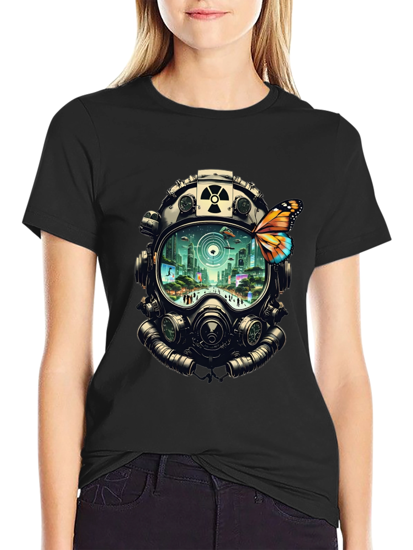 Gas Mask Cityscape Graphic Tee - 2